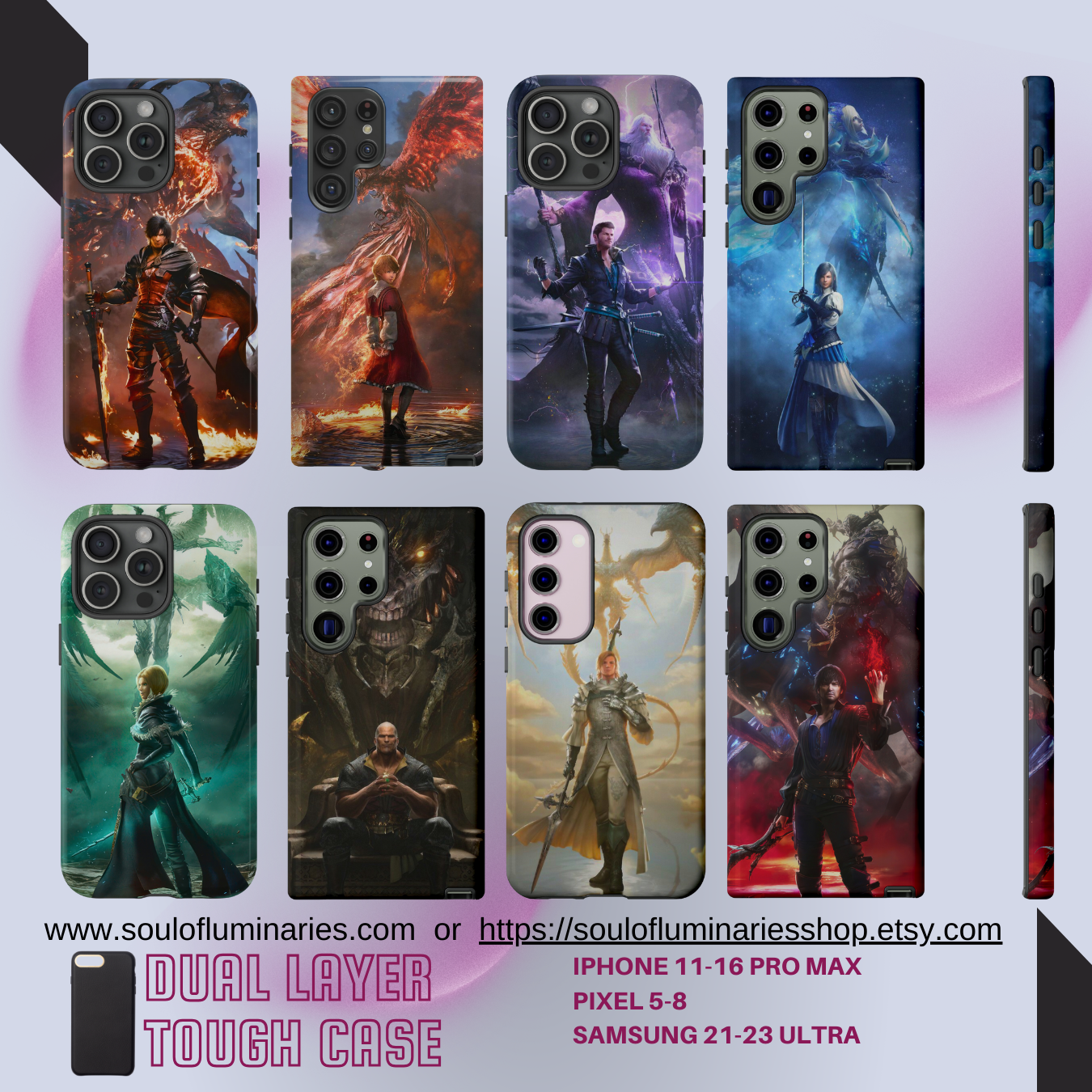 Final Fantasy XVI | 8 styles Tough Dual Layer Phone Cases | for iPhone 11-17 Pro Max / Samsung S21 - 25 Ultra / Pixel 6 - 9 Pro XL | product thumbnail image Final Fantasy XVI | 8 styles Tough Dual Layer Phone Cases | for iPhone 11-17 Pro Max / Samsung S21 - 25 Ultra / Pixel 6 - 9 Pro XL | product thumbnail image