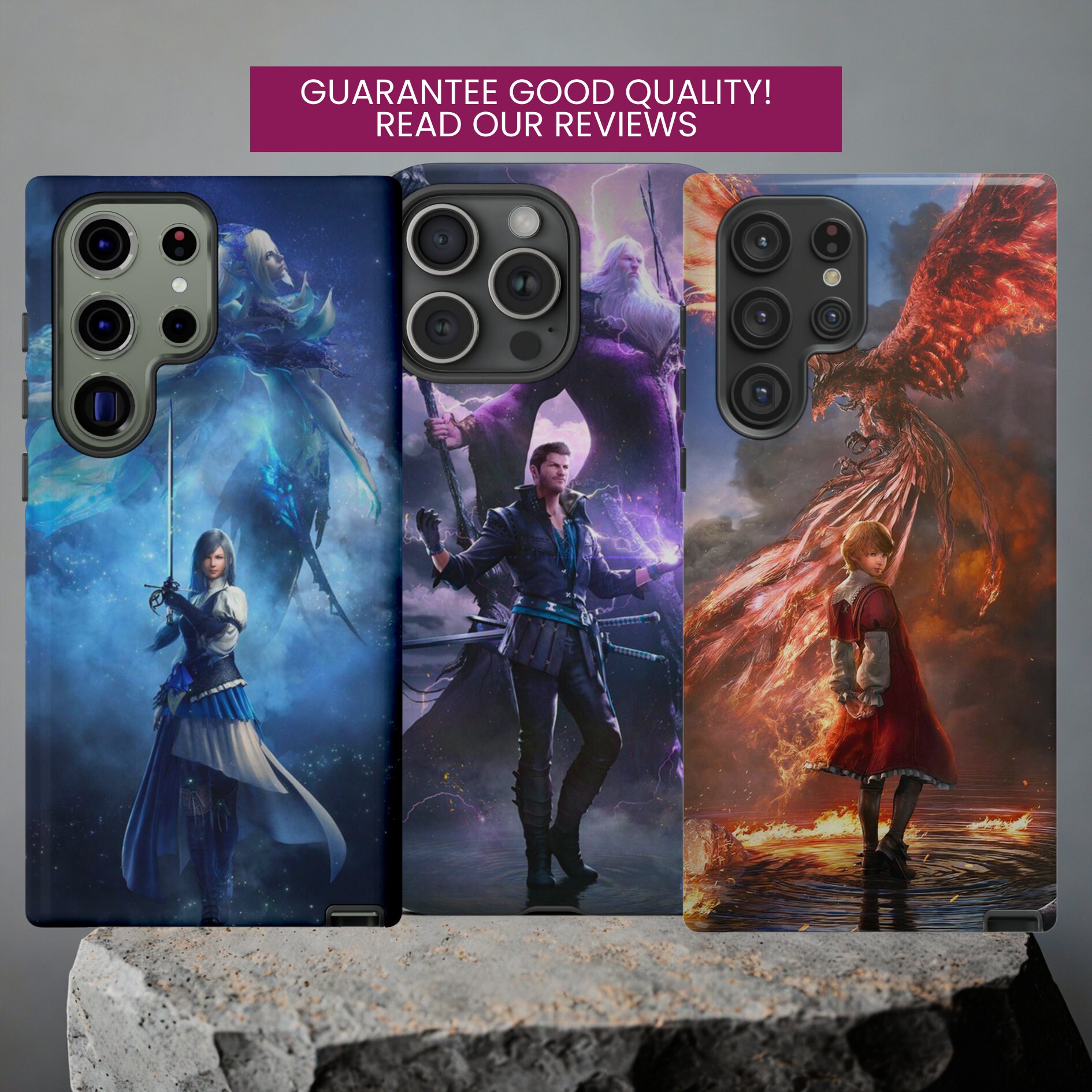Final Fantasy XVI | 8 styles Tough Dual Layer Phone Cases | for iPhone 11-17 Pro Max / Samsung S21 - 25 Ultra / Pixel 6 - 9 Pro XL | product thumbnail image