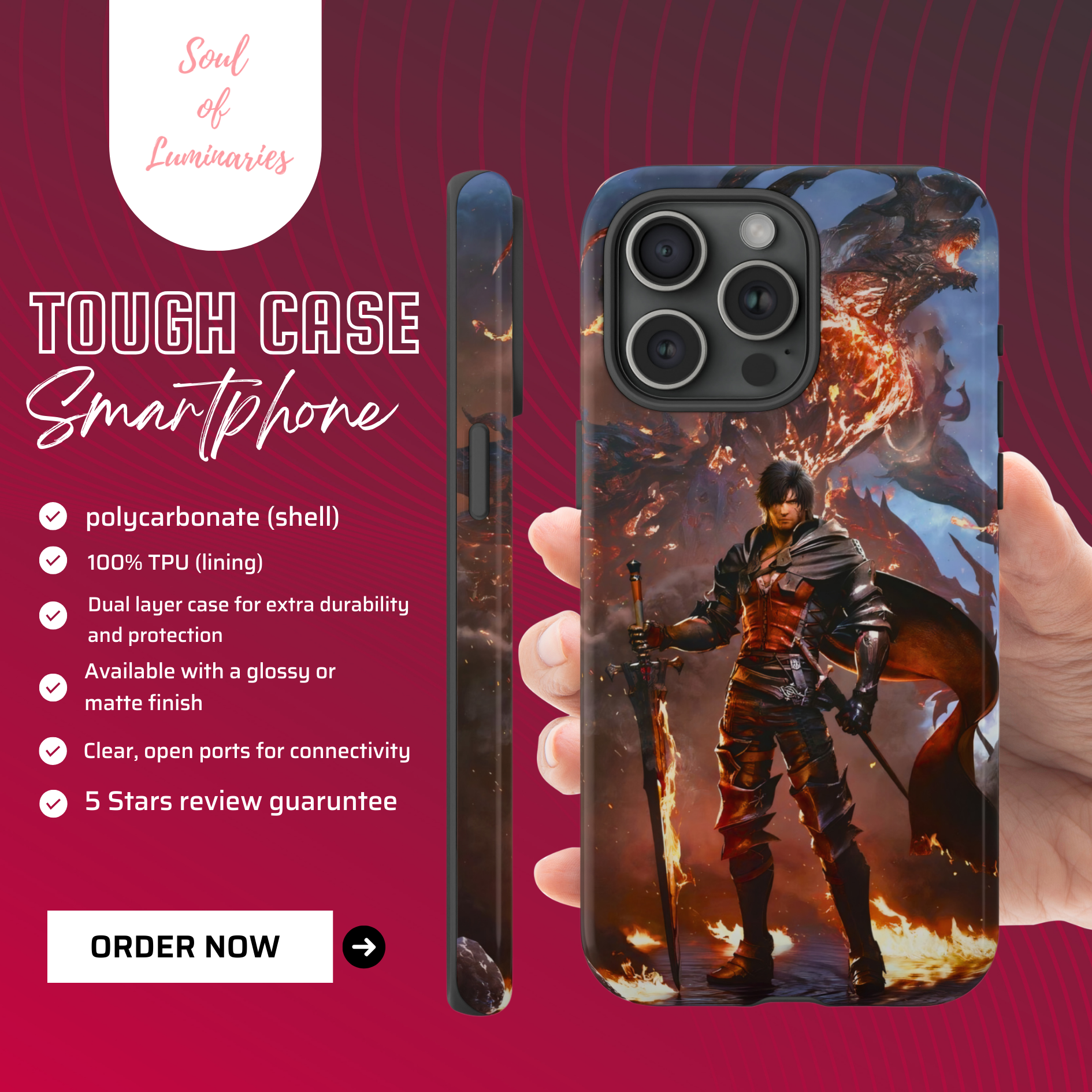 Final Fantasy XVI | 8 styles Tough Dual Layer Phone Cases | for iPhone 11-17 Pro Max / Samsung S21 - 25 Ultra / Pixel 6 - 9 Pro XL | product thumbnail image