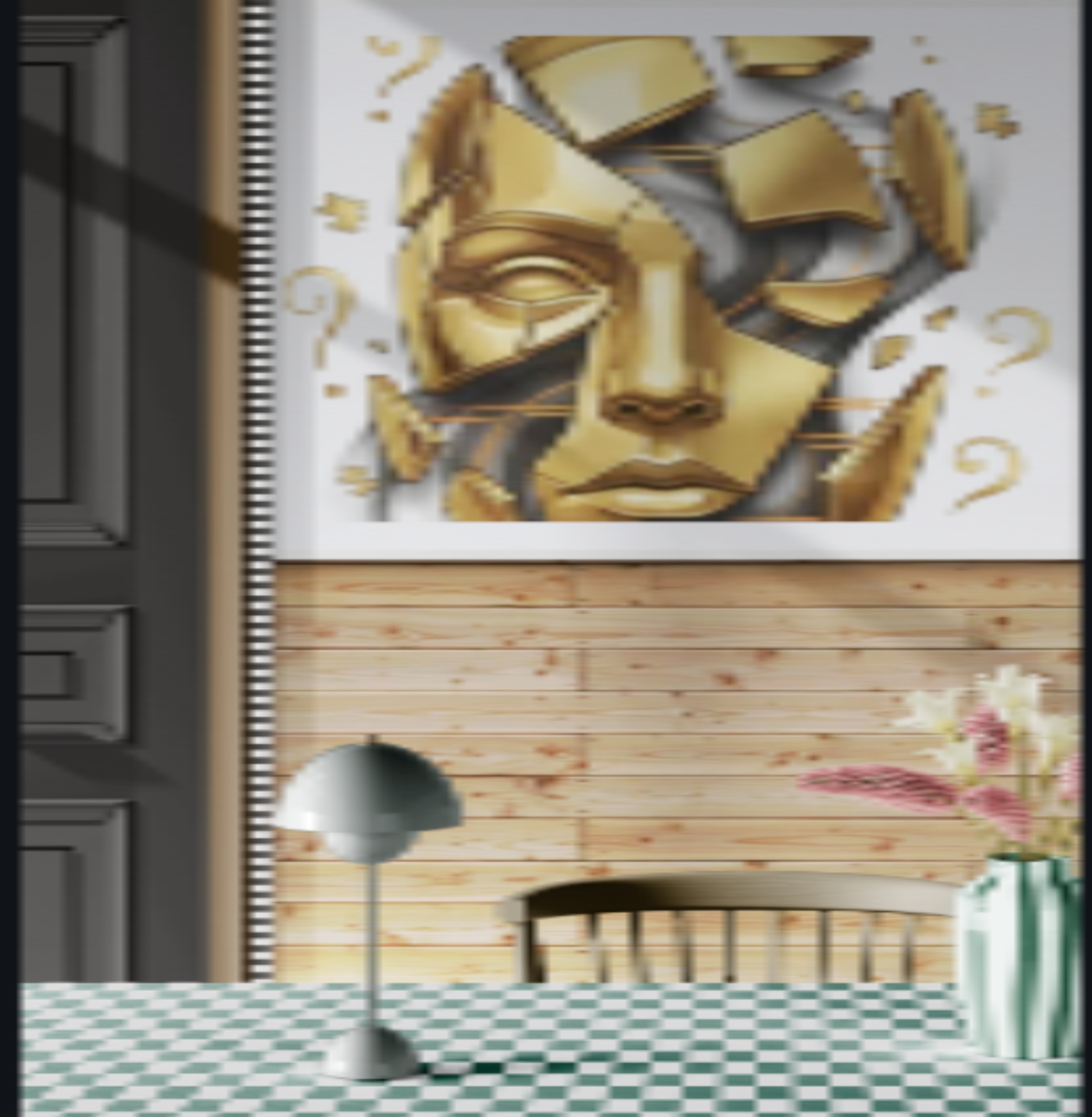 Gold Confusion Canvas Art — Shattered Mask Wall Decor product thumbnail image