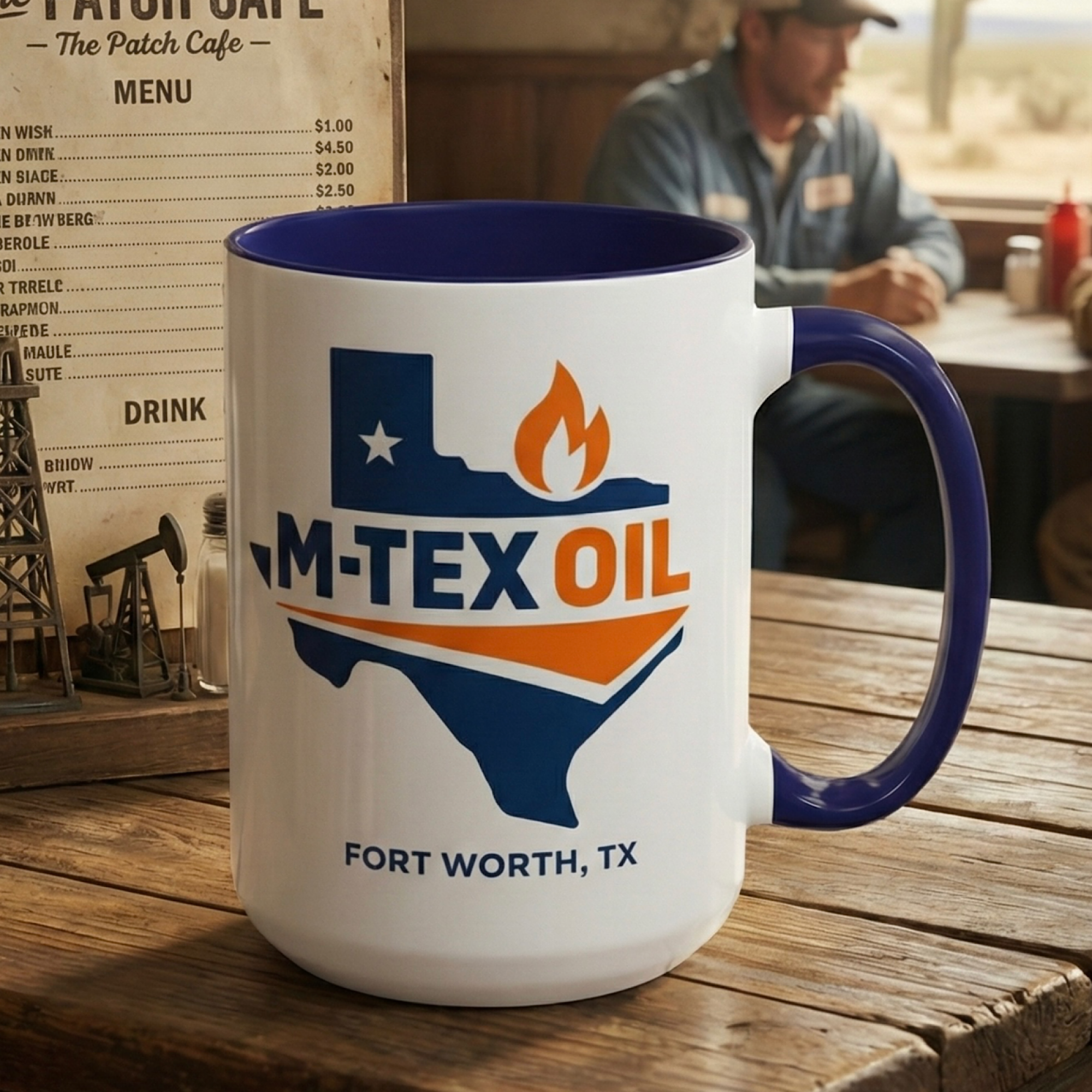 M-Tex Oil Texas Logo Mug Landman Tv Show Patch Cafe | Accent Coffee Mug 15oz product thumbnail image M-Tex Oil Texas Logo Mug Landman Tv Show Patch Cafe | Accent Coffee Mug 15oz product thumbnail image