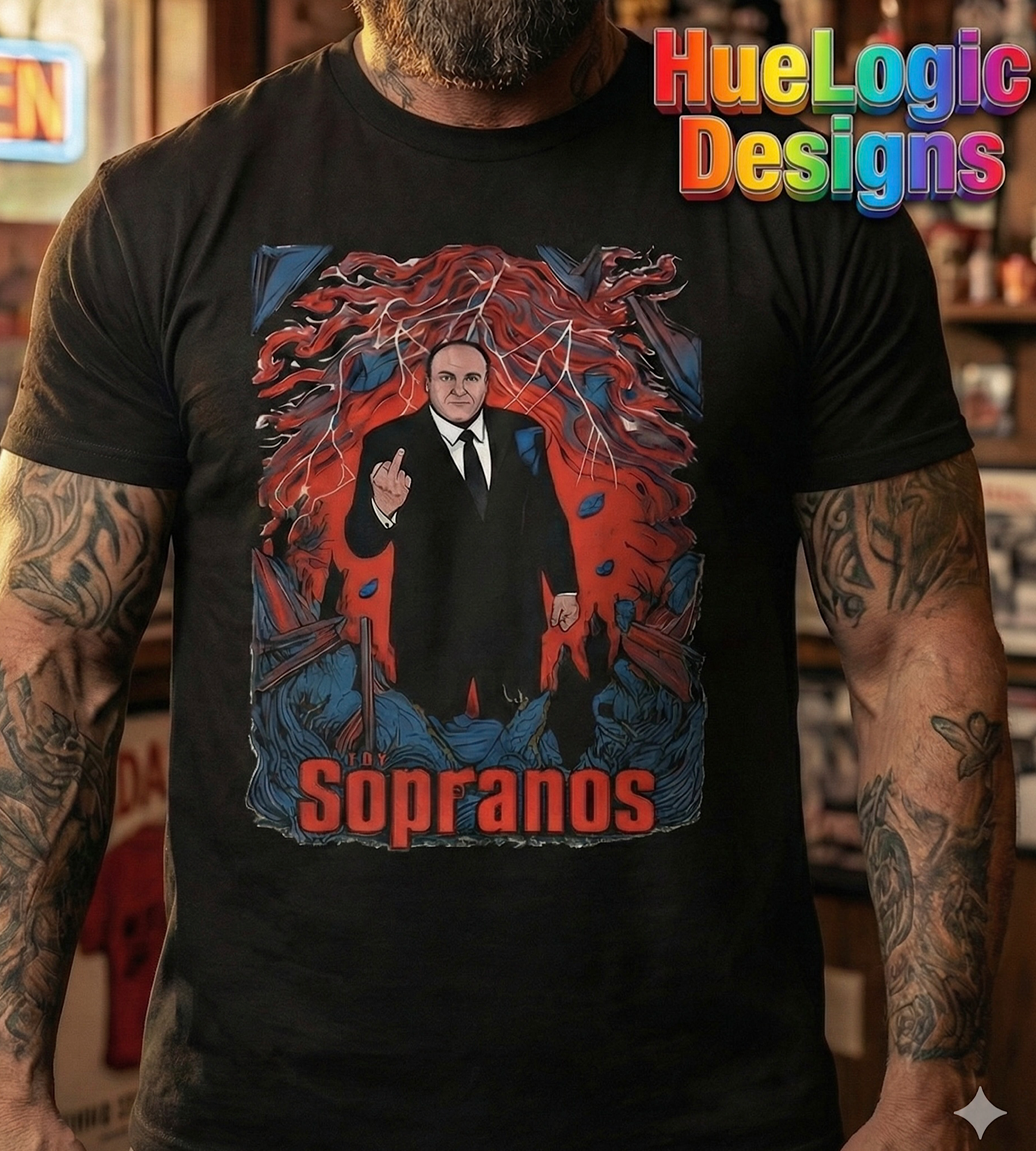 Tony Soprano Sopranos Mob Boss Tee 2026 | TV Mafia Middle Finger T-Shirt product thumbnail image Tony Soprano Sopranos Mob Boss Tee 2026 | TV Mafia Middle Finger T-Shirt product thumbnail image