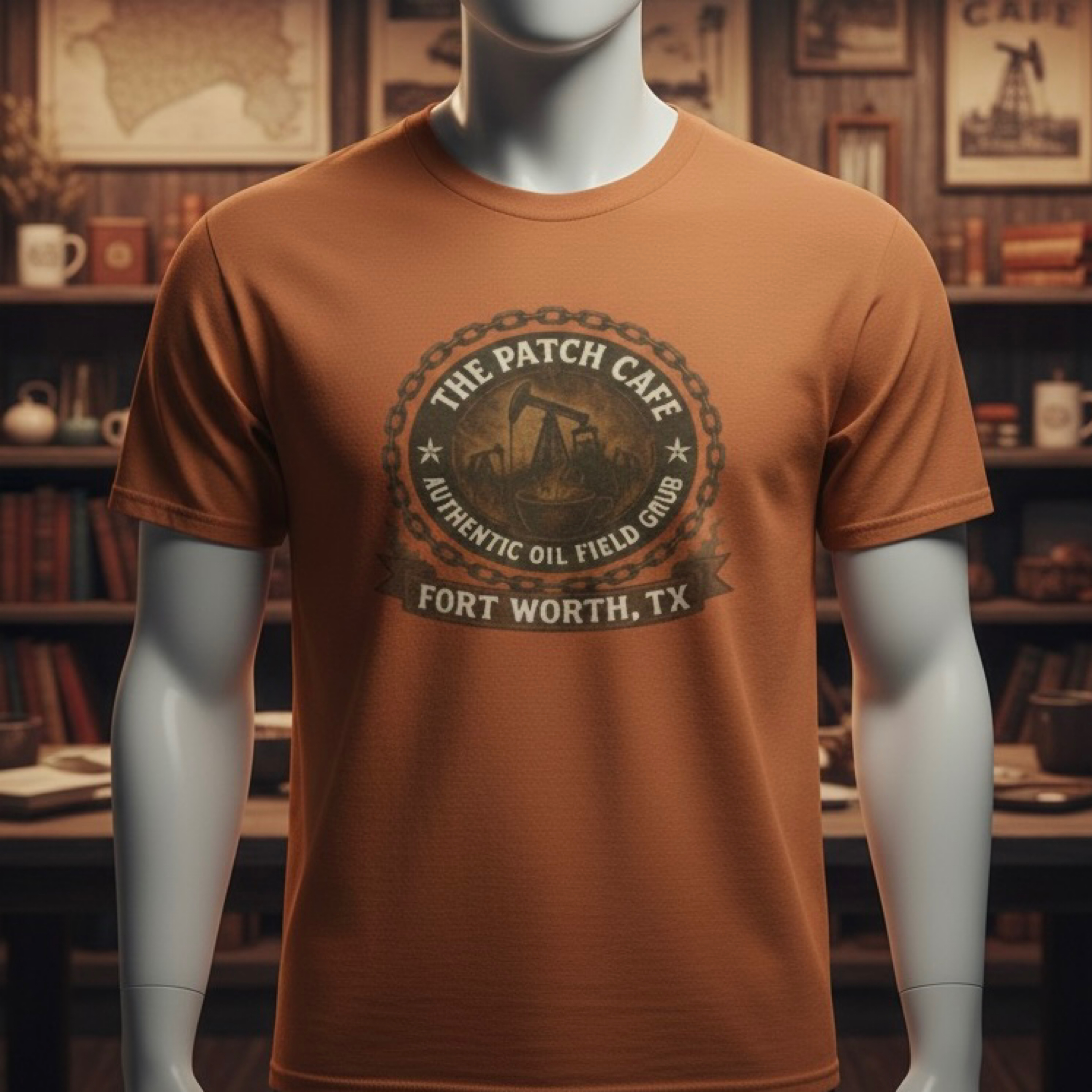 Patch Cafe Fort Worth TX T-Shirt Landman TV Show Shirt Tee Retro Texas Oilfield Patch Cafe Fort Worth TX T-Shirt Landman TV Show Shirt Tee Retro Texas Oilfield