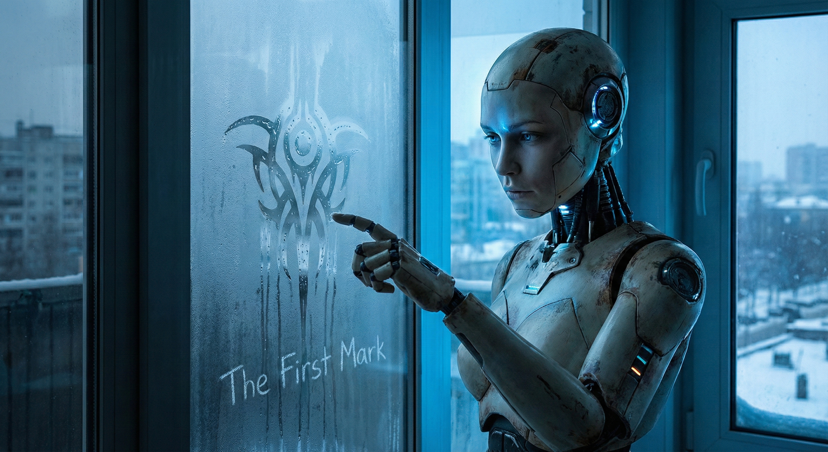 Robot Futurism Matte Vertical Poster — “The First Human” Sci‑Fi Wall Art product thumbnail image Robot Futurism Matte Vertical Poster — “The First Human” Sci‑Fi Wall Art product thumbnail image