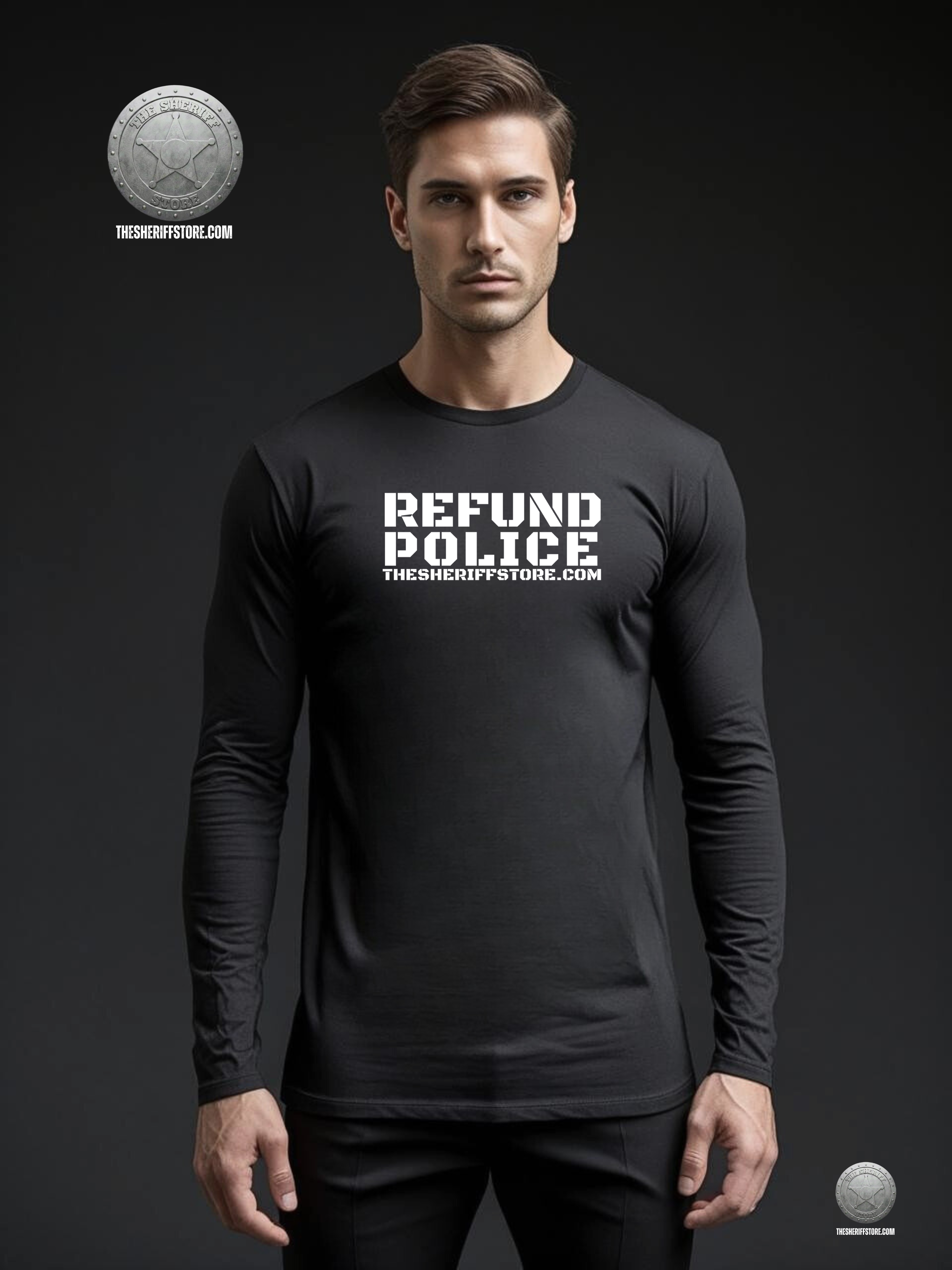 Sheriff Store SheriffStores.com" REFUND POLICE" Long Sleeve Tee