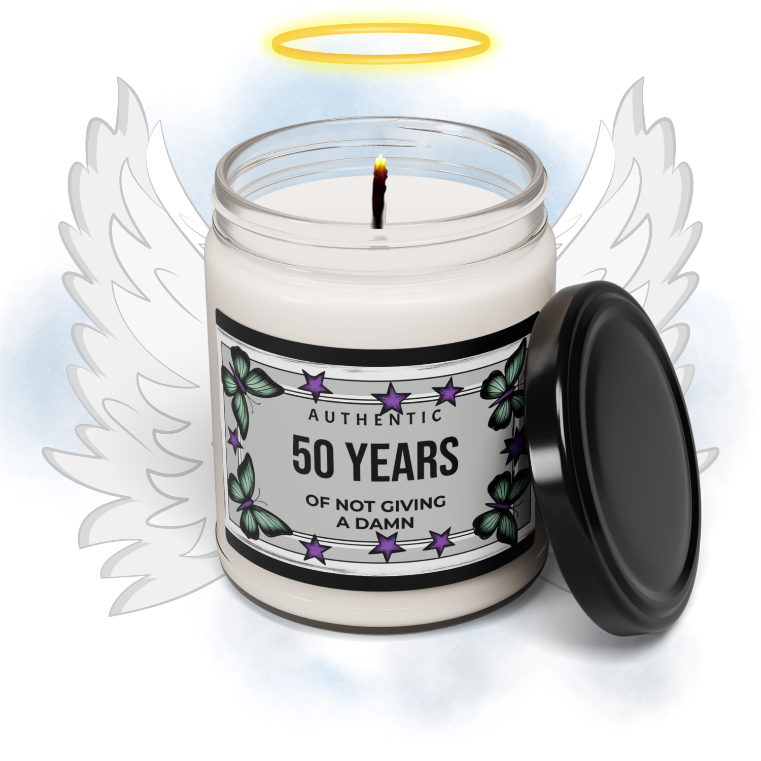Customizable Scented Soy Candle — Authentic 50 Years of Not Giving a Damn (9 oz)