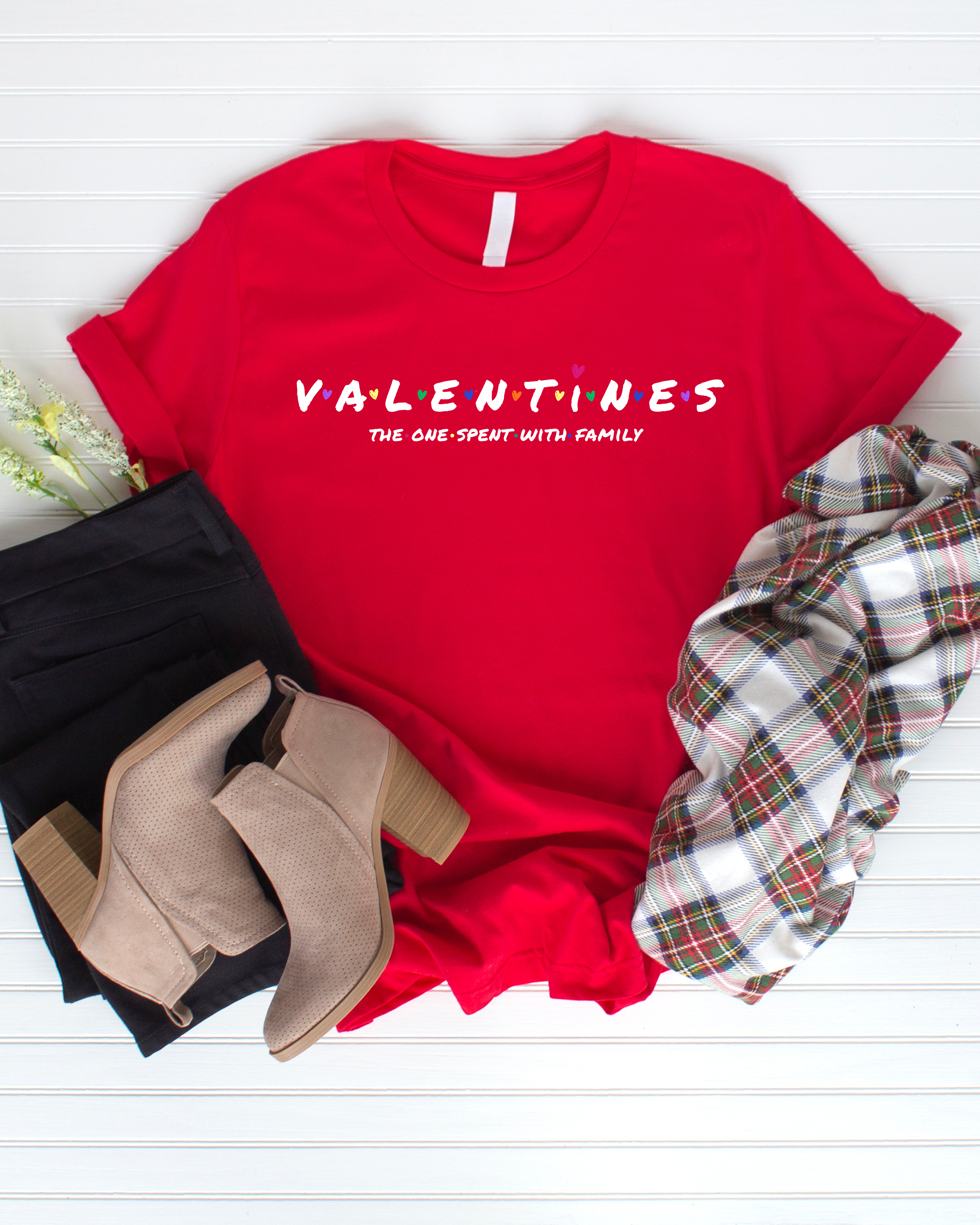 White letters-Valentines Family Tee — "Valentines the one spent with family Graphic T-Shirt product thumbnail image White letters-Valentines Family Tee — "Valentines the one spent with family Graphic T-Shirt product thumbnail image