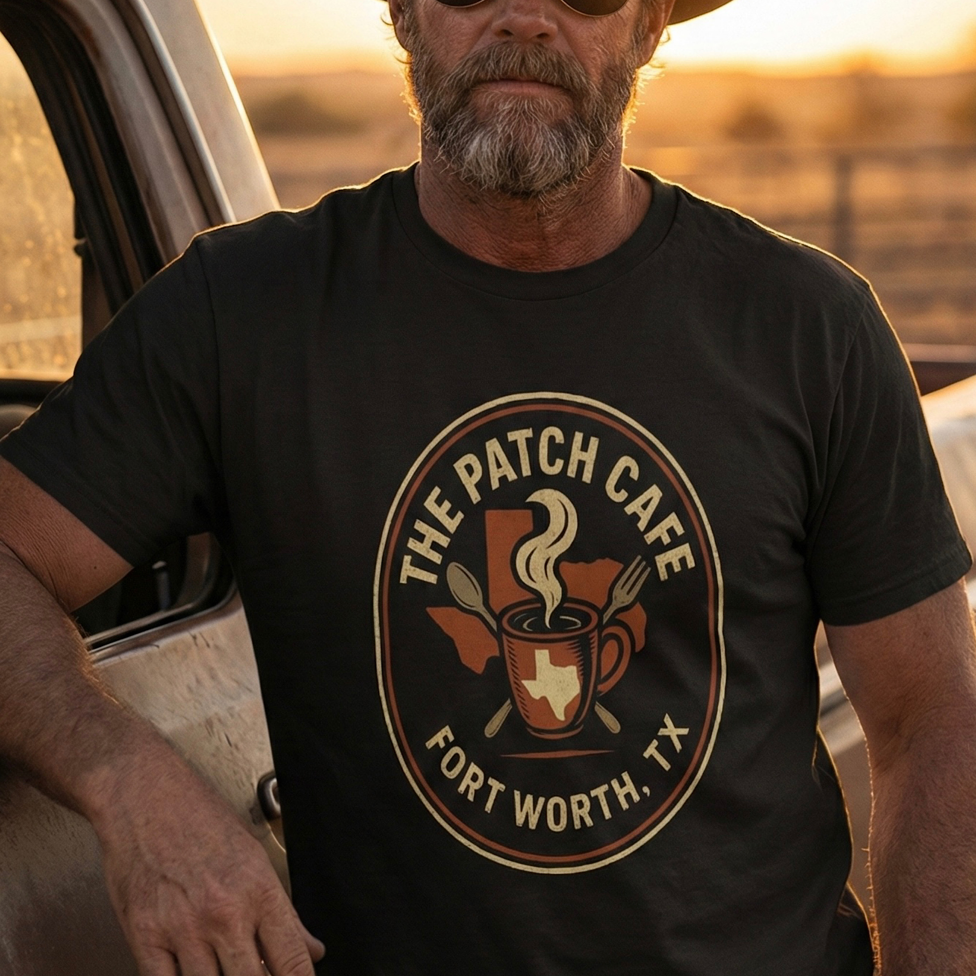 The Patch Cafe Fort Worth, TX Tee | Coffee Patch Logo Shirt product thumbnail image The Patch Cafe Fort Worth, TX Tee | Coffee Patch Logo Shirt product thumbnail image