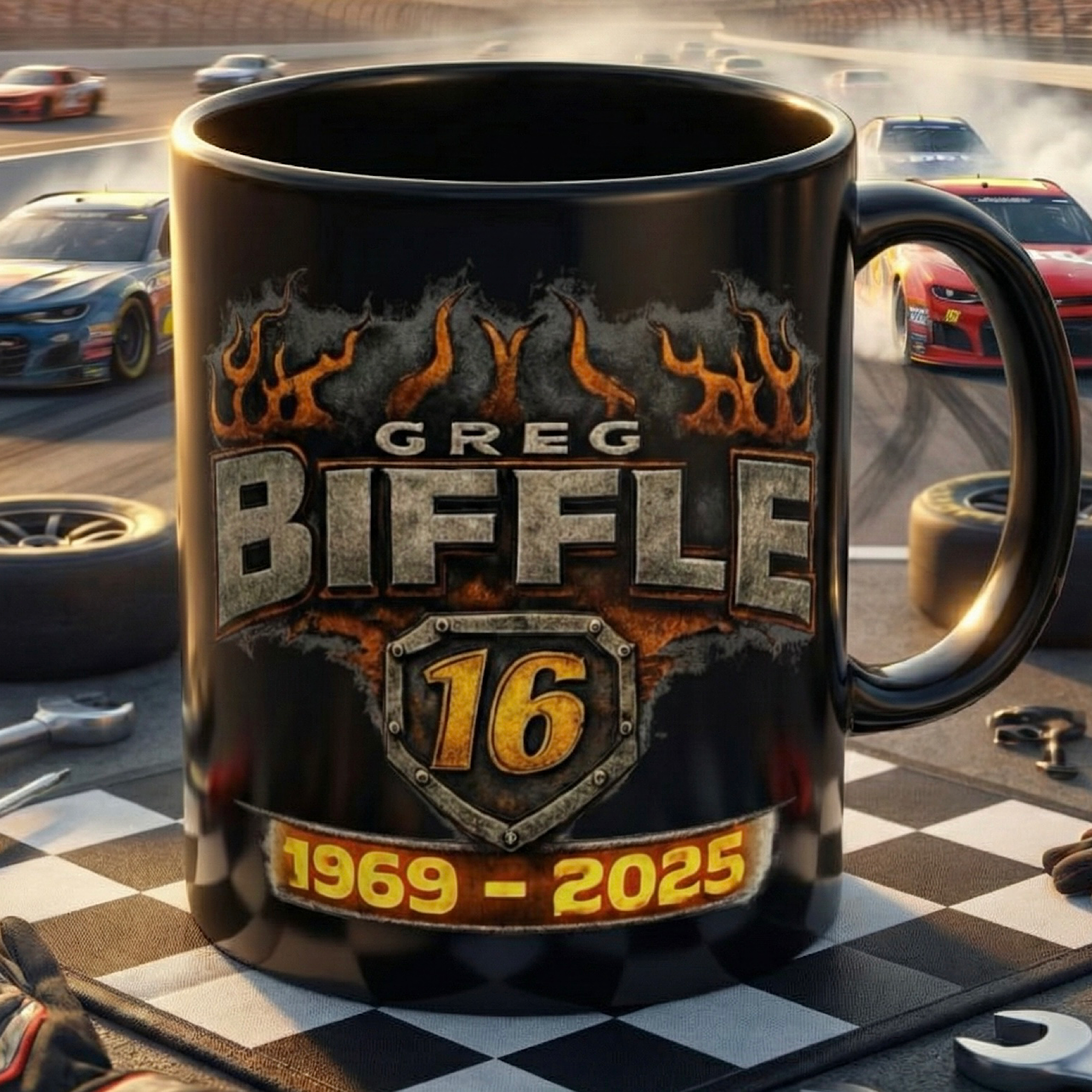 Greg Biffle 16 Racing Logo Mug Black Ceramic Coffee Mug Racing Memorial Tribute product thumbnail image