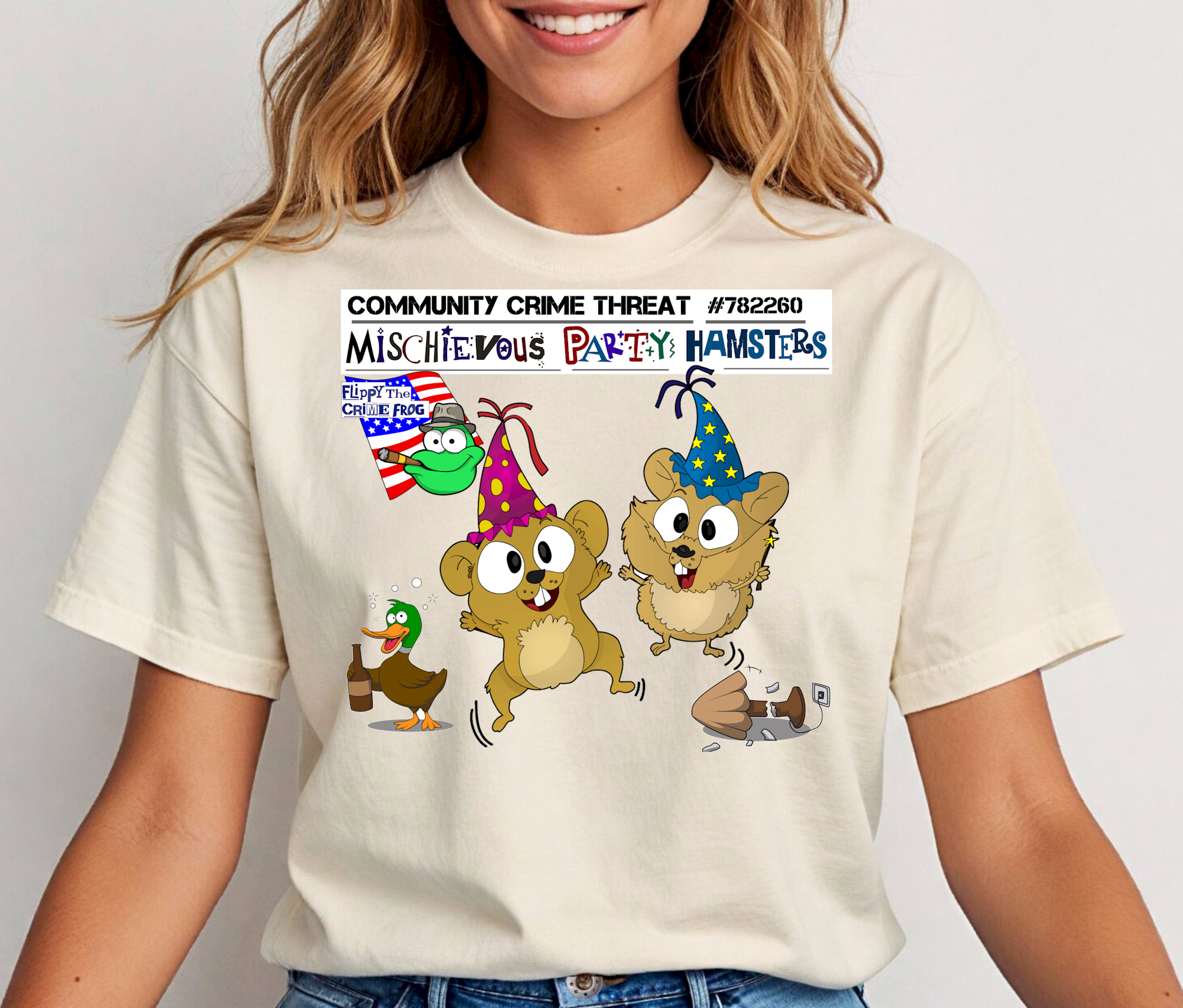 Mischievous Party Hamsters - Heavy Cotton Tee, Funny Tee Shirts, Cute Tee Shirts, Silly Tee Shirts, Party, Hamsters product thumbnail image