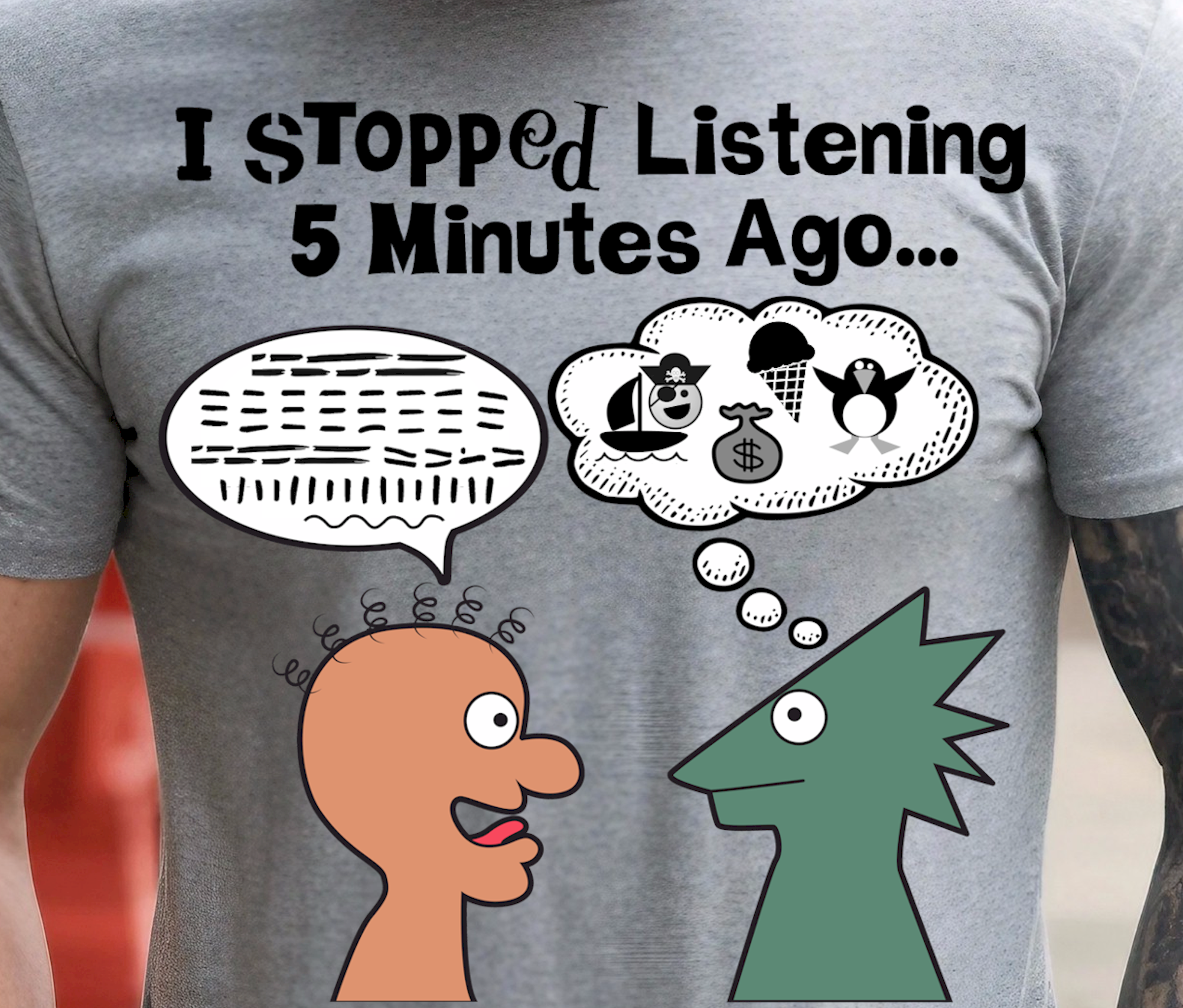 I Stopped Listening 5 Minutes Ago - Heavy Cotton Tee, Funny Tee Shirts, Cute Tee Shirts, Silly Tee Shirts, Meme product thumbnail image