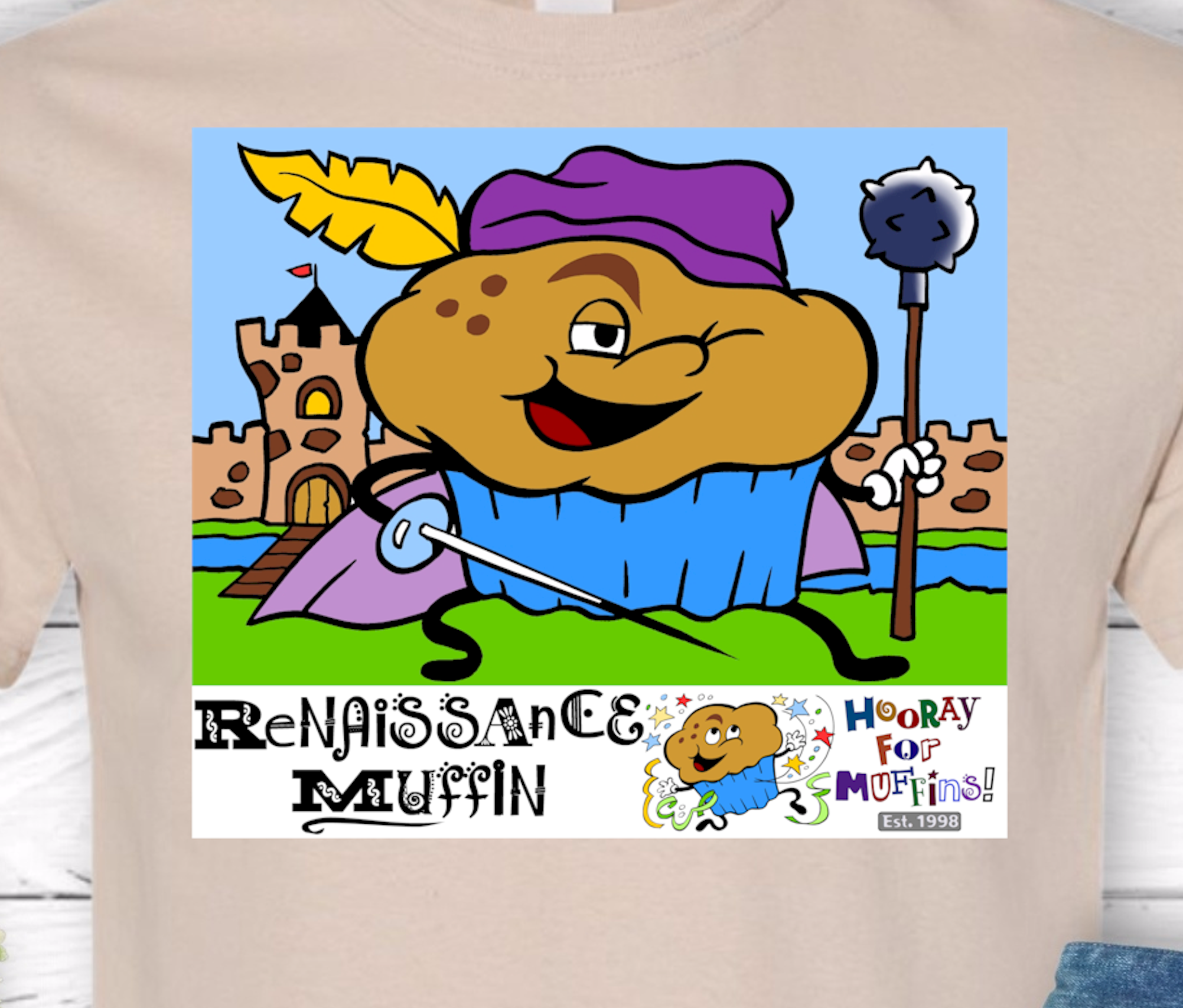 Hooray for Muffins - Renaissance Muffin  - Heavy Cotton Tee, Funny Tee Shirts, Cute Tee Shirts, Silly Tee Shirts, Muffins,Renaissance