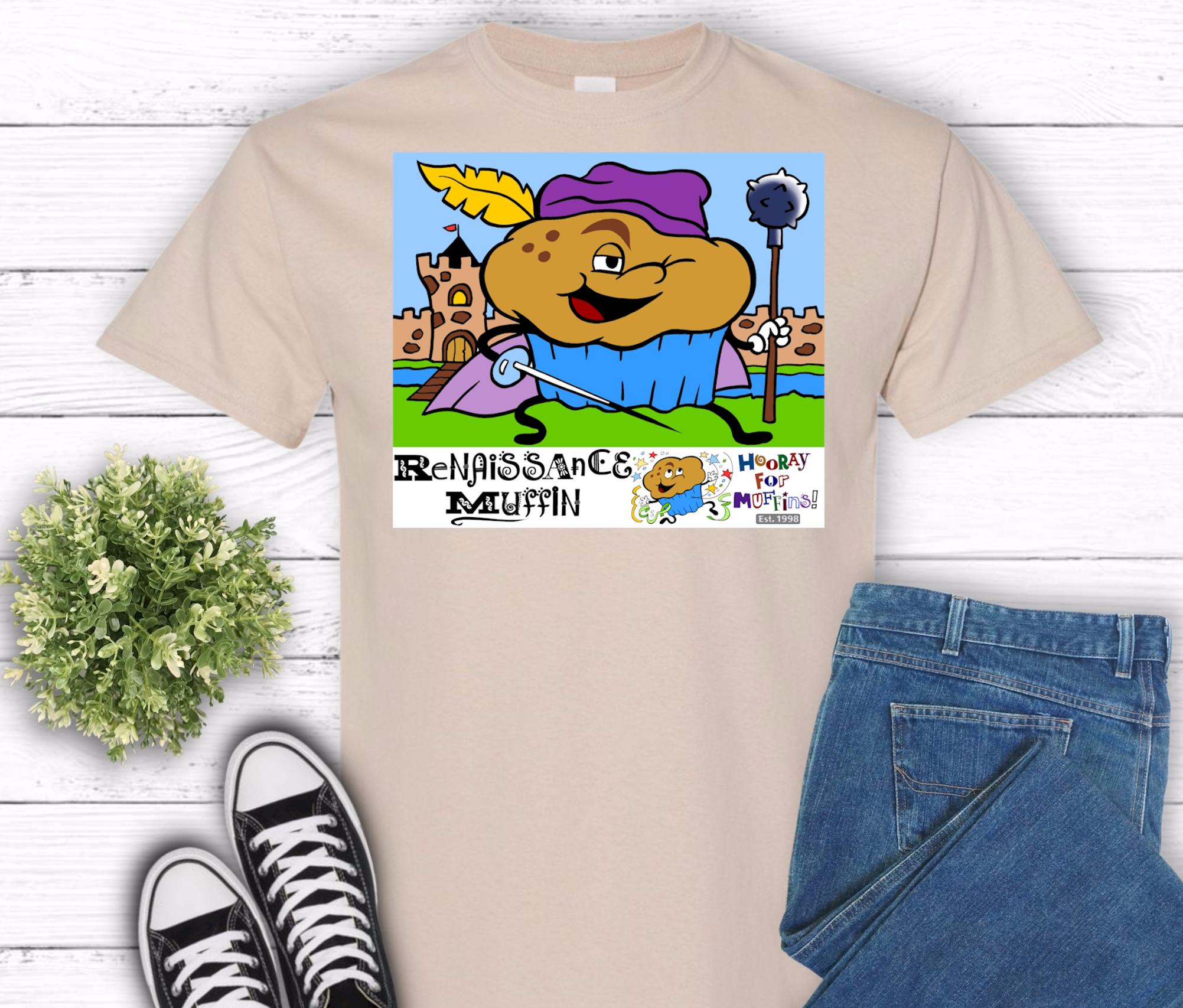 Hooray for Muffins - Renaissance Muffin  - Heavy Cotton Tee, Funny Tee Shirts, Cute Tee Shirts, Silly Tee Shirts, Muffins,Renaissance product thumbnail image