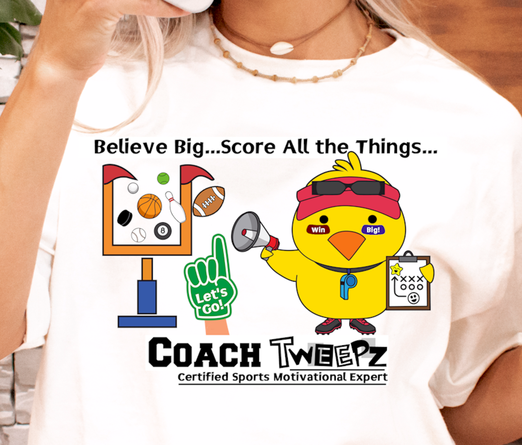 Coach Tweepz - Believe Big! - Heavy Cotton Tee, Funny Tee Shirts, Cute Tee Shirts, Silly Tee Shirts, Cute Bird