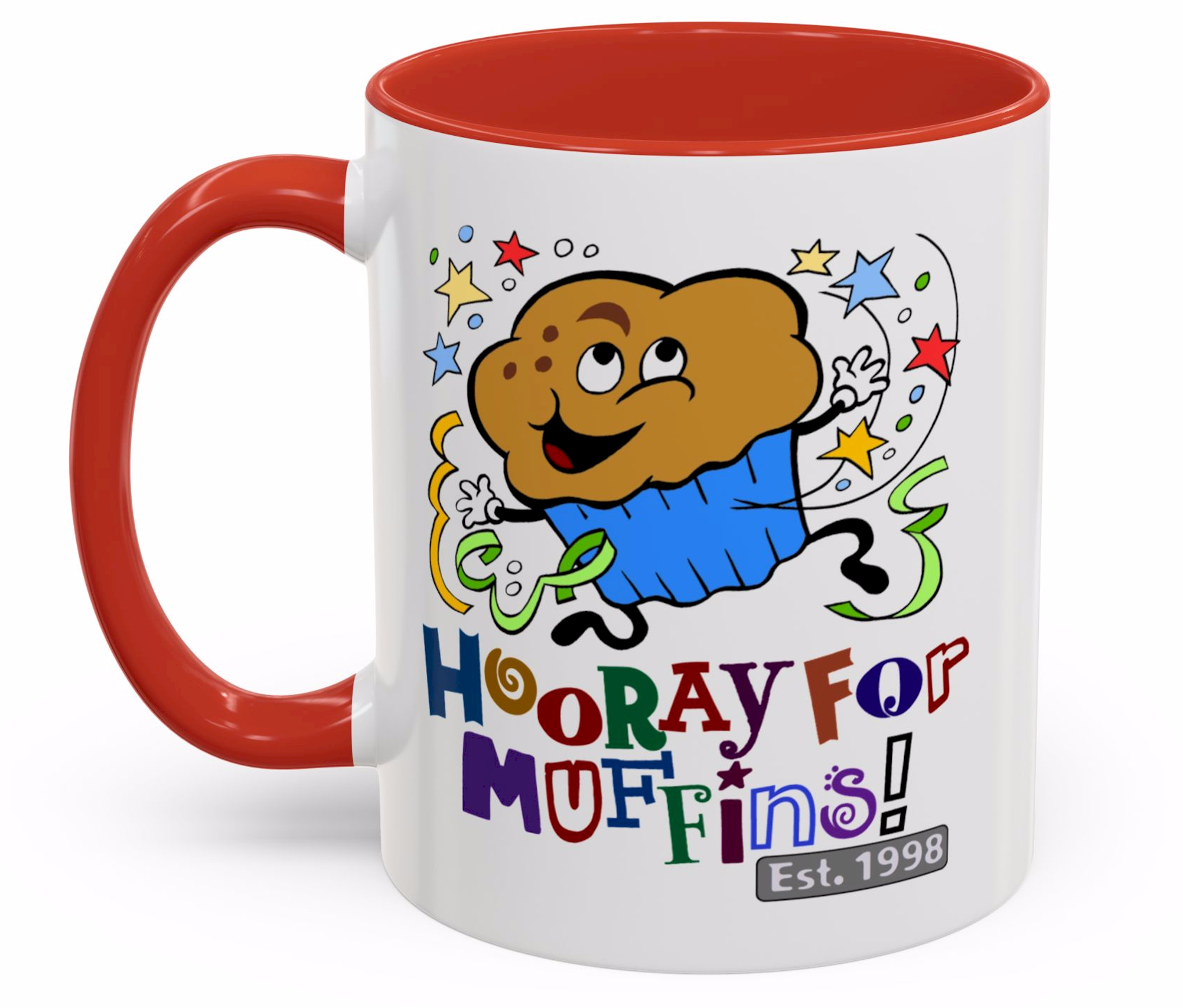 Hooray For Muffins! - Accent Coffee Mug, 11oz Ceramic, Funny Mugs, Cute Mugs, Silly Mugs, Muffins