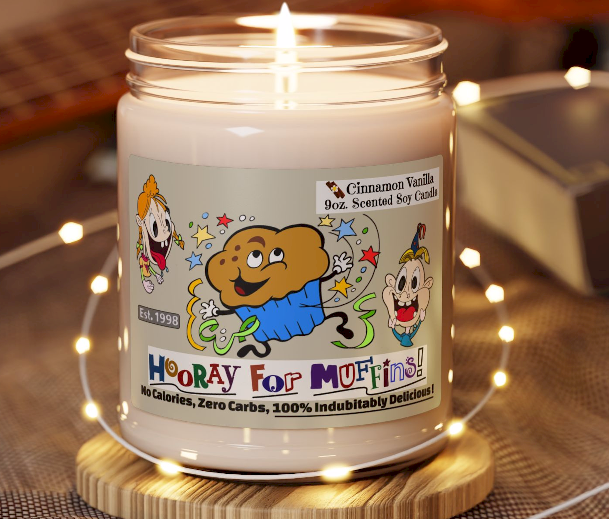 Hooray For Muffins - 9oz Soy Scented Candle - Zero Carbs, 100% Indubitably Delicious ! Funny Candle, Cute Candle, Silly Candles, Muffins product thumbnail image Hooray For Muffins - 9oz Soy Scented Candle - Zero Carbs, 100% Indubitably Delicious ! Funny Candle, Cute Candle, Silly Candles, Muffins product thumbnail image