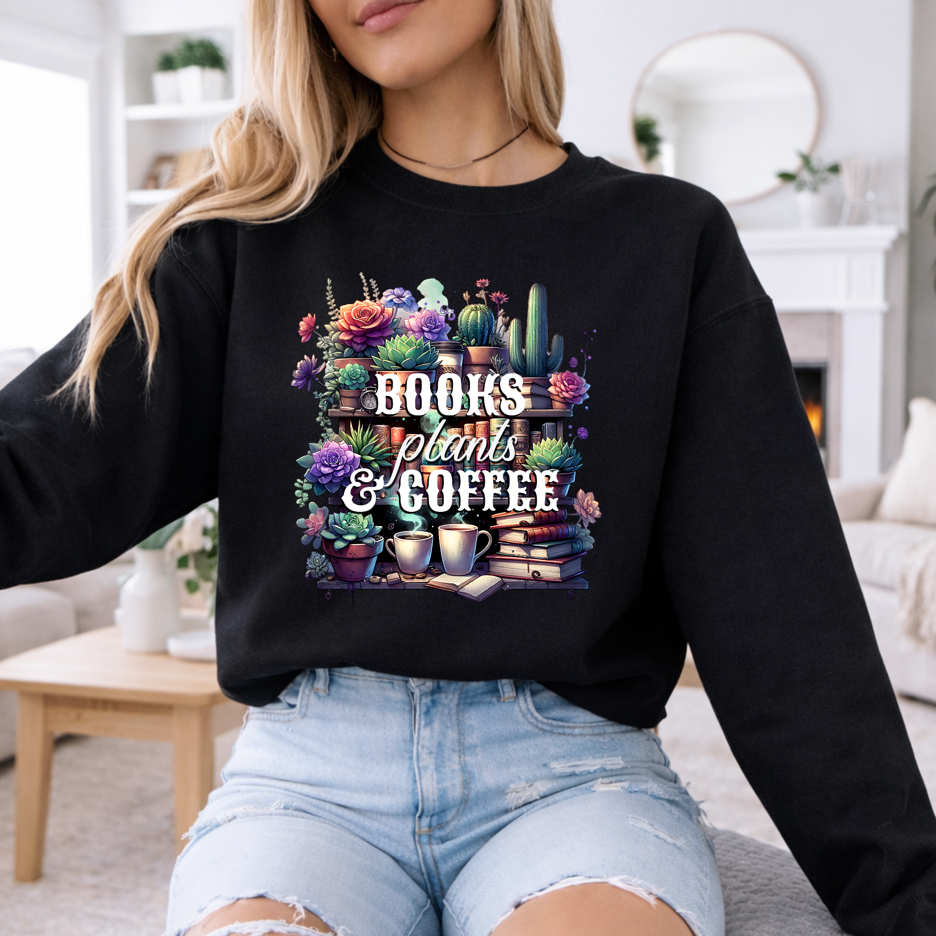 Books Plants &amp; Coffee Sweatshirt product thumbnail image
