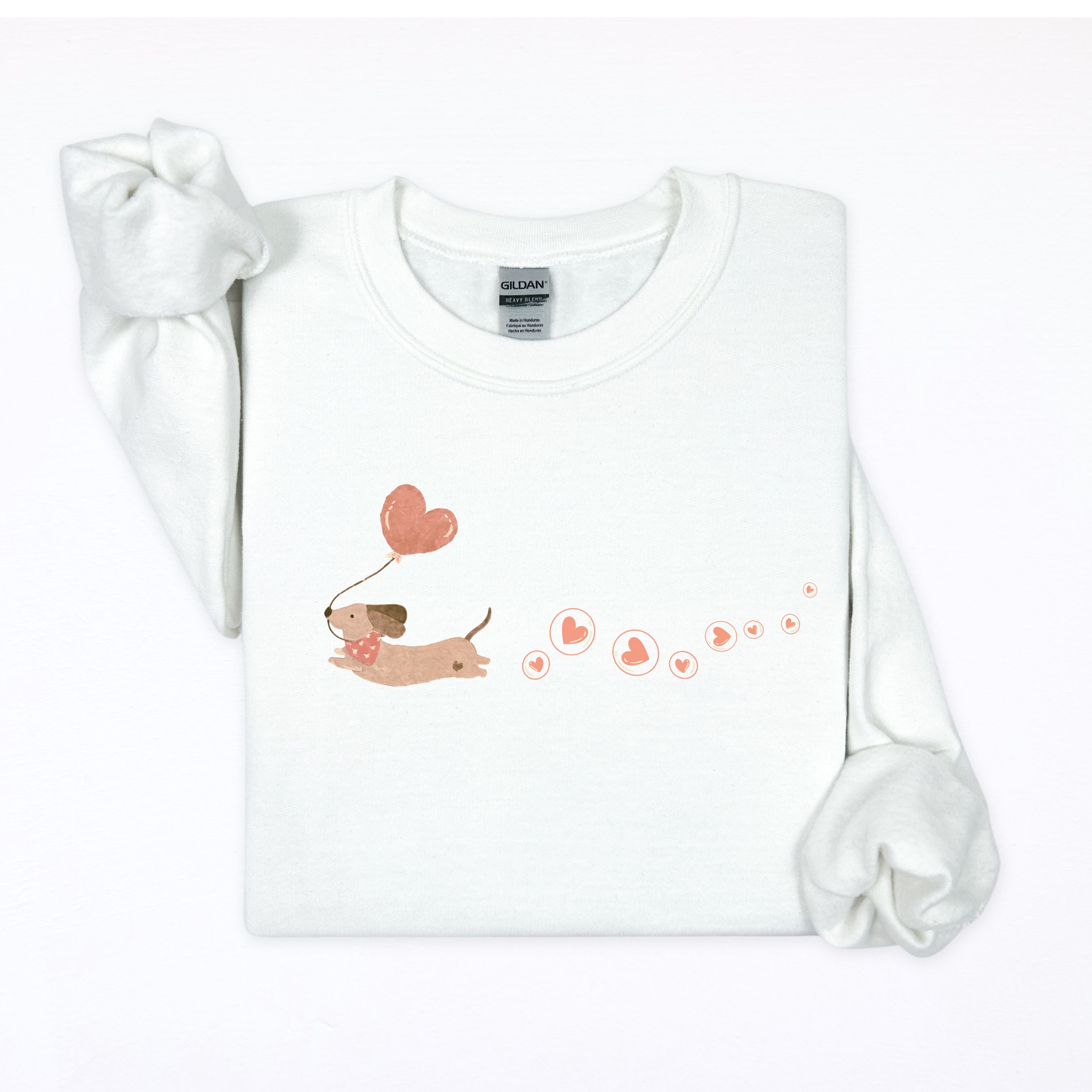 Faded Vintage Inspired Dachshund Heart Balloon Sweatshirt Men or Womens Valentine Crewneck product thumbnail image Faded Vintage Inspired Dachshund Heart Balloon Sweatshirt Men or Womens Valentine Crewneck product thumbnail image