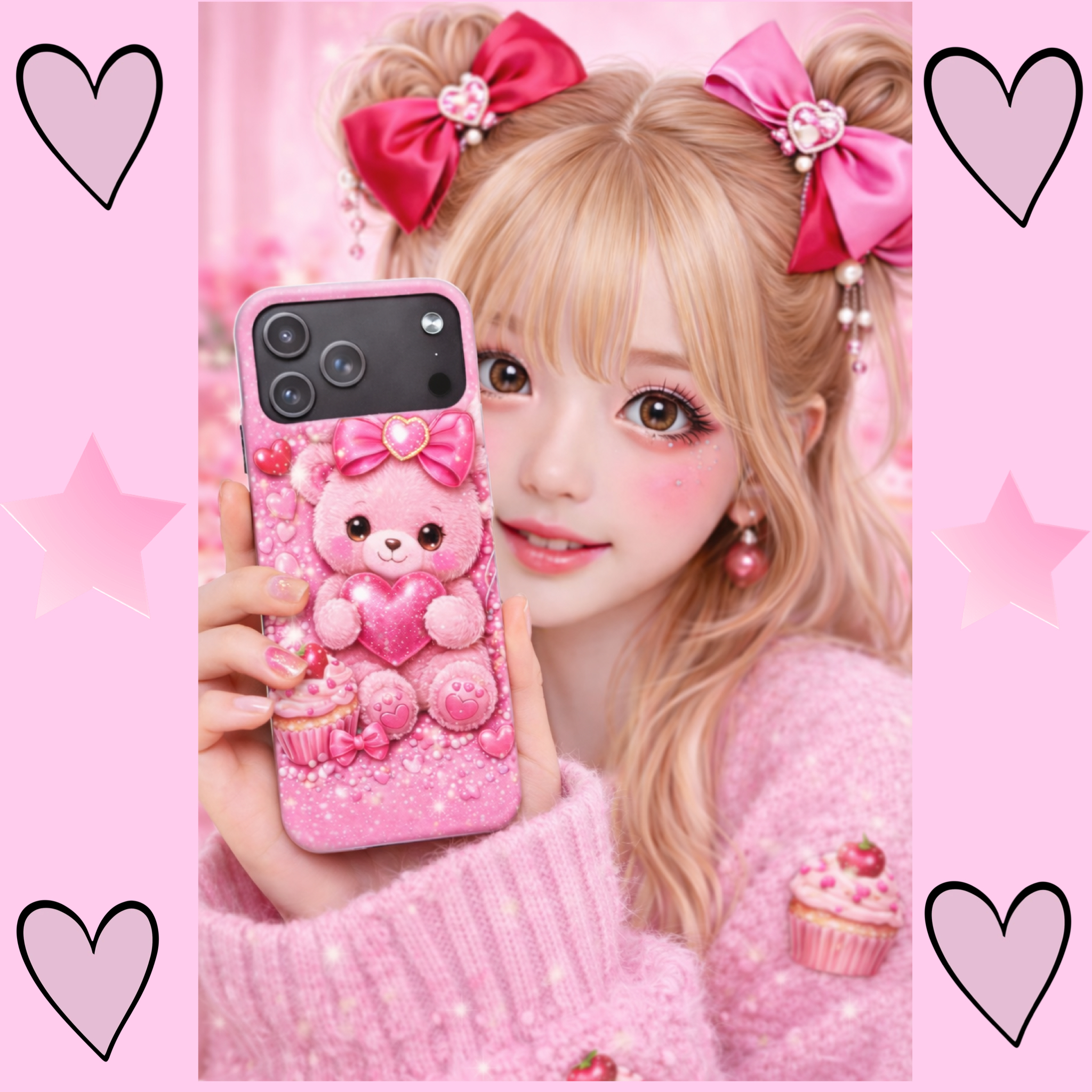 Pink Kawaii Teddy magnetic phone case product thumbnail image
