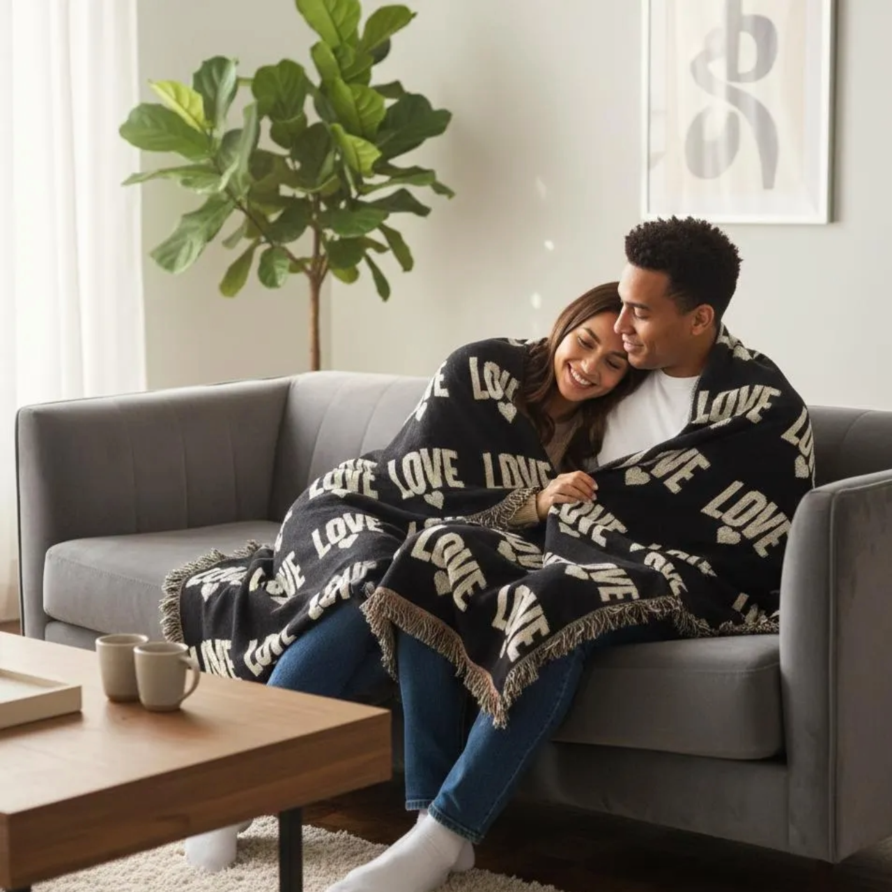 LOVE Repeat Woven Blanket