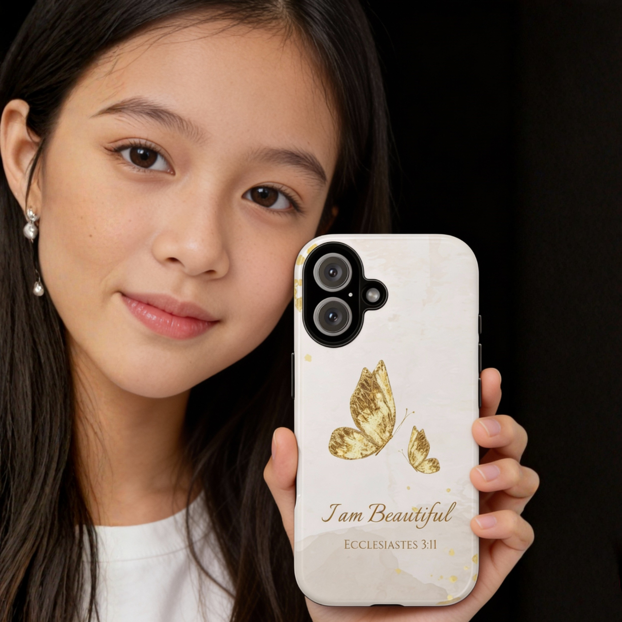 Christian Butterfly Phone Case – “I Am Beautiful” Ecclesiastes 3:11 | Faith-Inspired Protective Case for iPhone, Samsung &amp; Pixel product thumbnail image