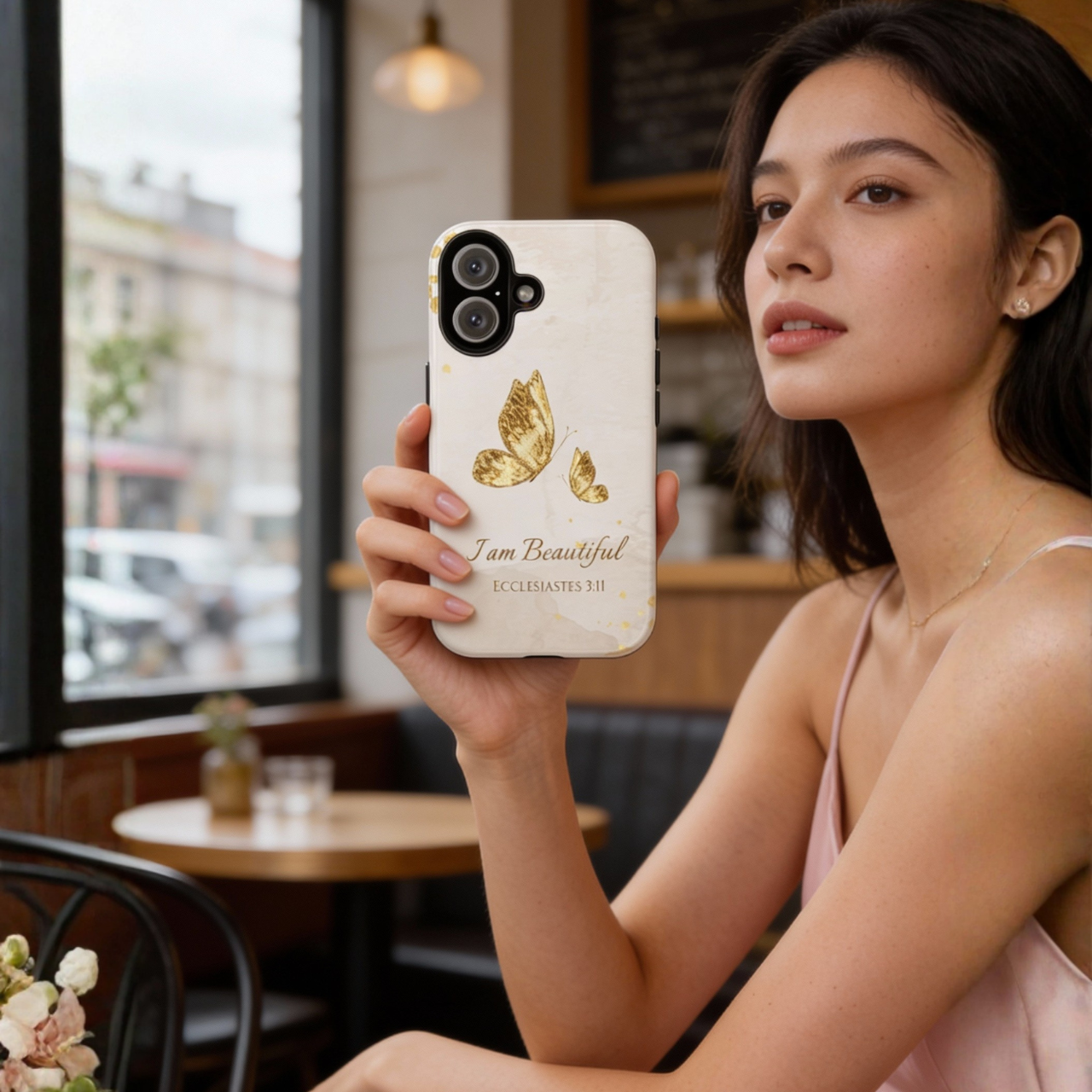 Christian Butterfly Phone Case – “I Am Beautiful” Ecclesiastes 3:11 | Faith-Inspired Protective Case for iPhone, Samsung &amp; Pixel product thumbnail image