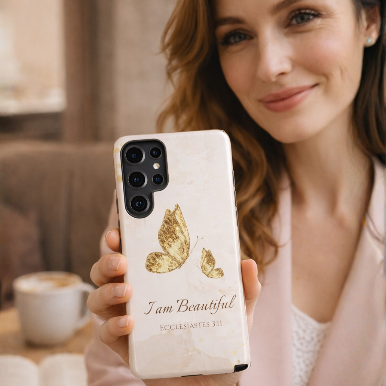 Christian Butterfly Phone Case – “I Am Beautiful” Ecclesiastes 3:11 | Faith-Inspired Protective Case for iPhone, Samsung &amp; Pixel product thumbnail image