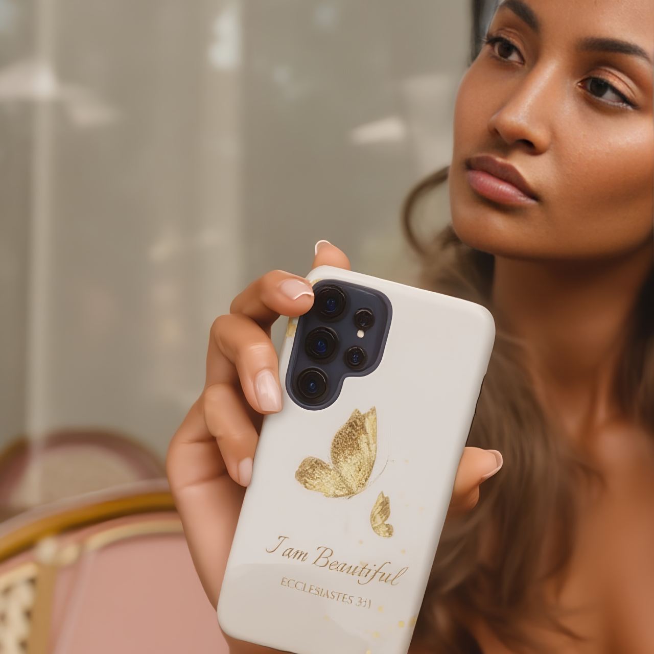 Christian Butterfly Phone Case – “I Am Beautiful” Ecclesiastes 3:11 | Faith-Inspired Protective Case for iPhone, Samsung &amp; Pixel product thumbnail image