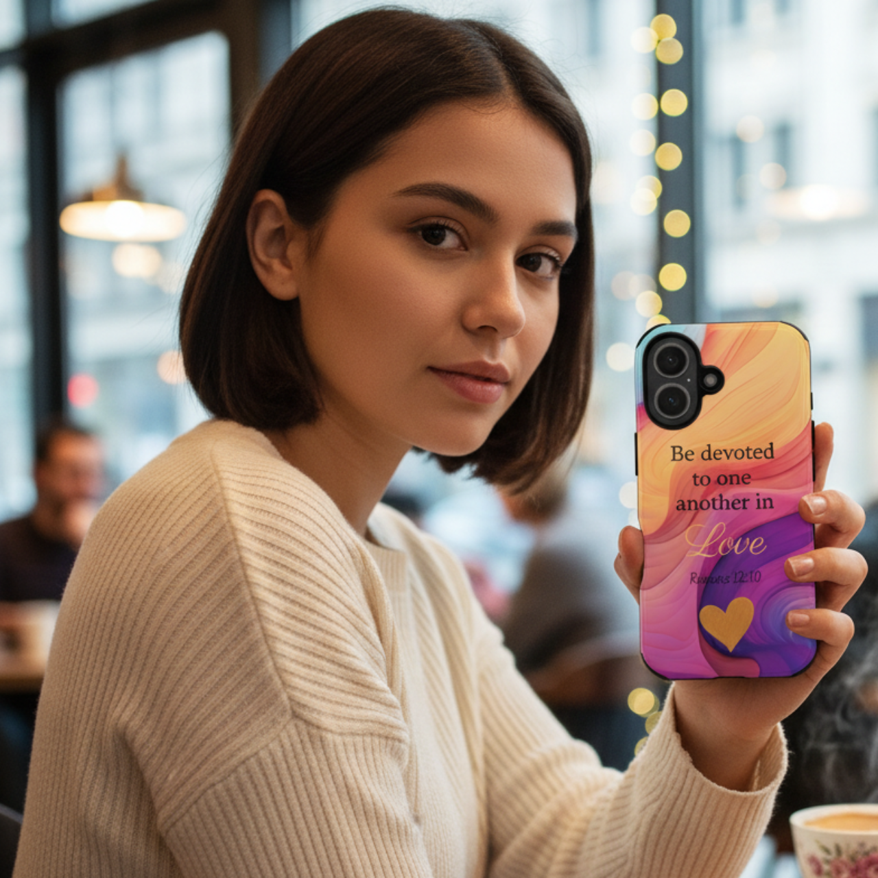 Phone Case beautiful pattern with Bible verse Roman 12:10 “Be Devoted in Love” | Tough Case for iPhone, Samsung & Pixel product thumbnail image Phone Case beautiful pattern with Bible verse Roman 12:10 “Be Devoted in Love” | Tough Case for iPhone, Samsung & Pixel product thumbnail image