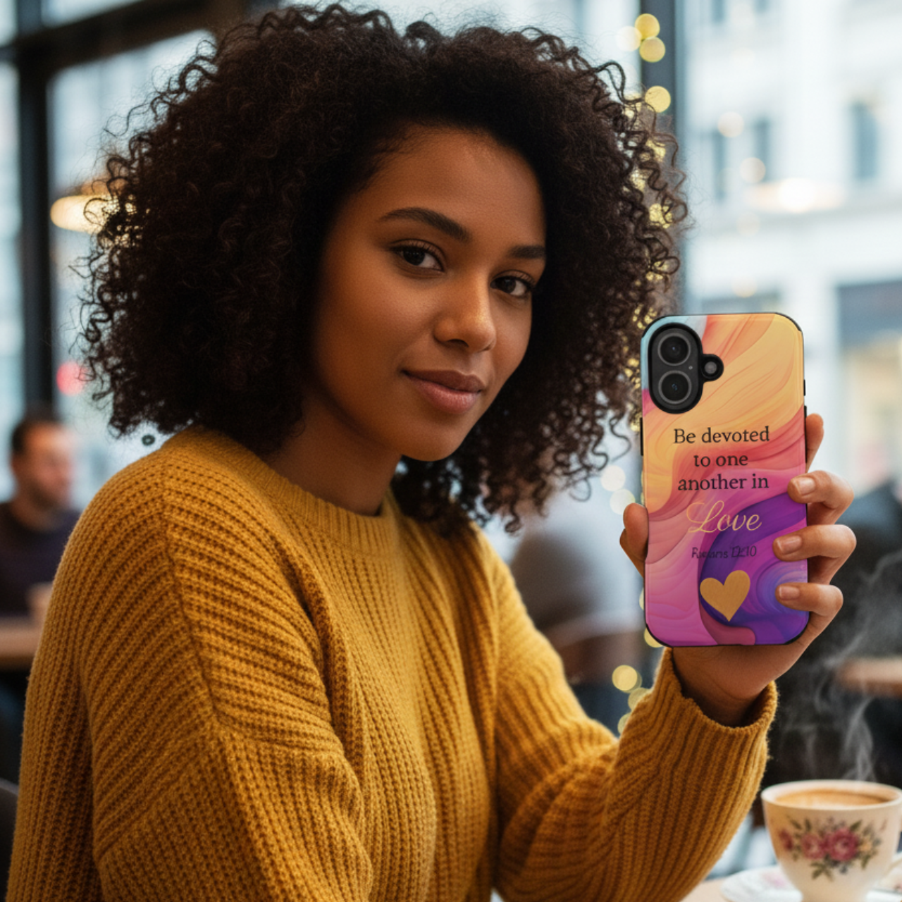 Phone Case beautiful pattern with Bible verse Roman 12:10 “Be Devoted in Love” | Tough Case for iPhone, Samsung & Pixel product thumbnail image Phone Case beautiful pattern with Bible verse Roman 12:10 “Be Devoted in Love” | Tough Case for iPhone, Samsung & Pixel product thumbnail image