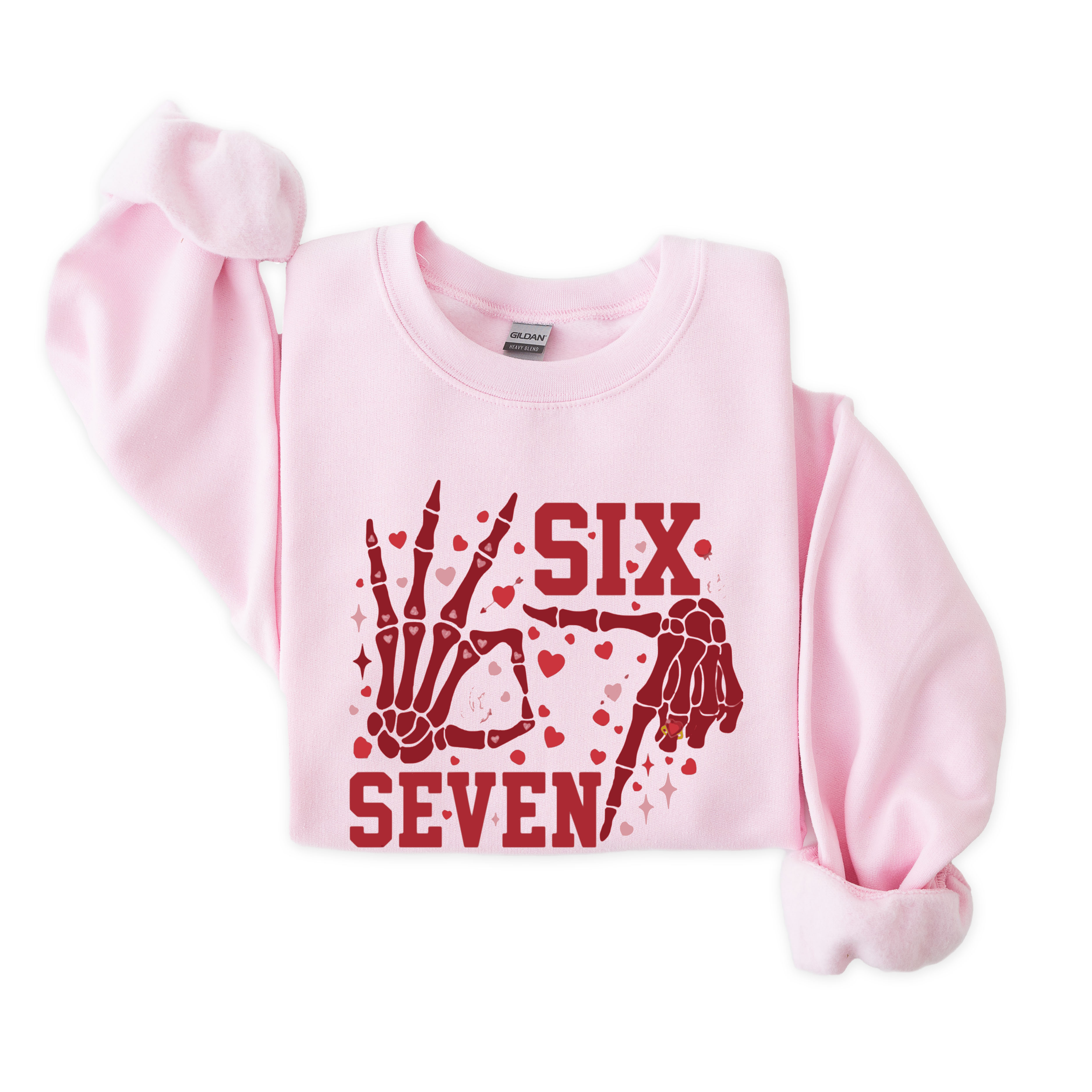 Six Seven Valentine Shirt Skeleton Hands Heart Graphic Tee Gift 67
