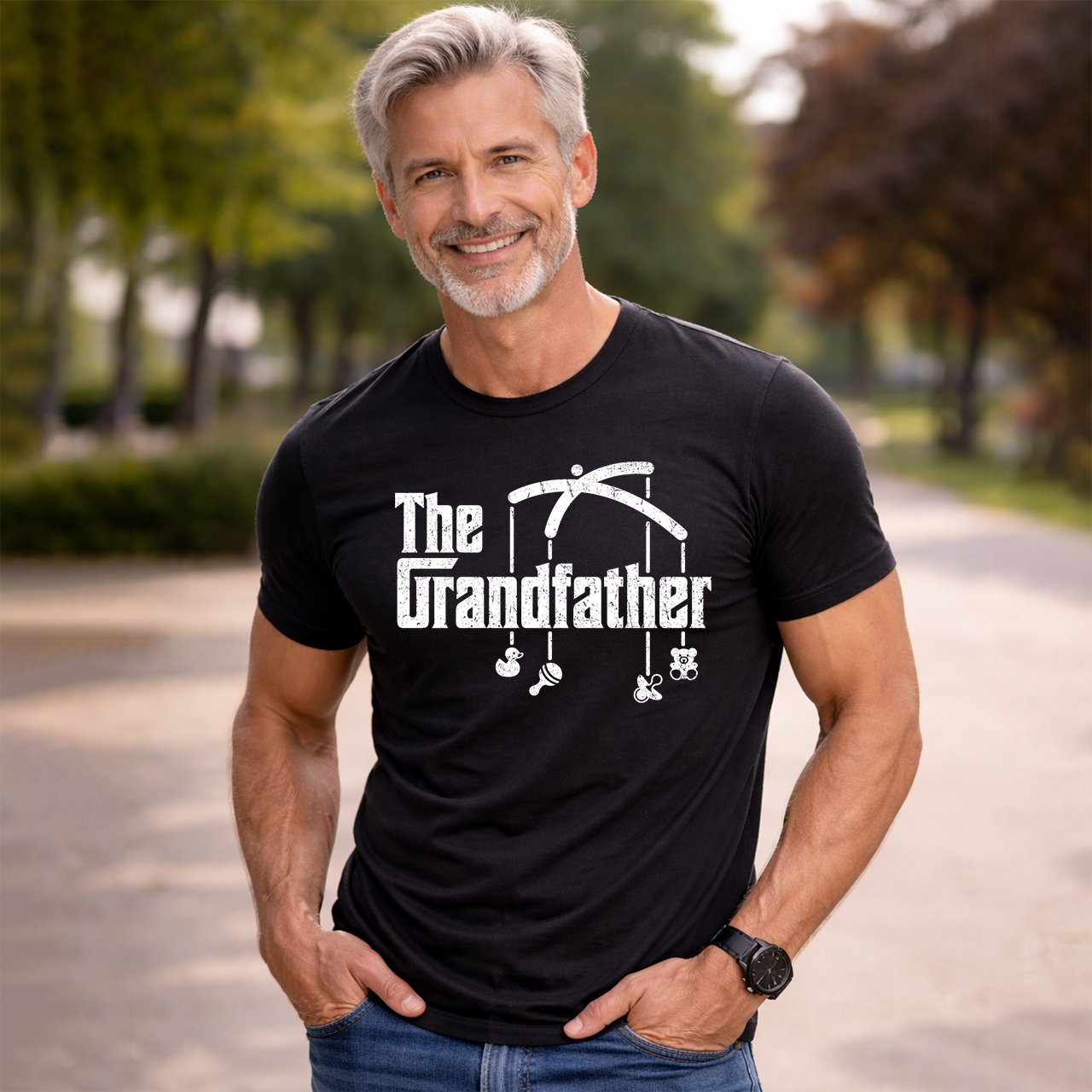The Grandfather Tee, Baby Mobile Dad Grandpa Gift Shirt, Unisex Graphic product thumbnail image