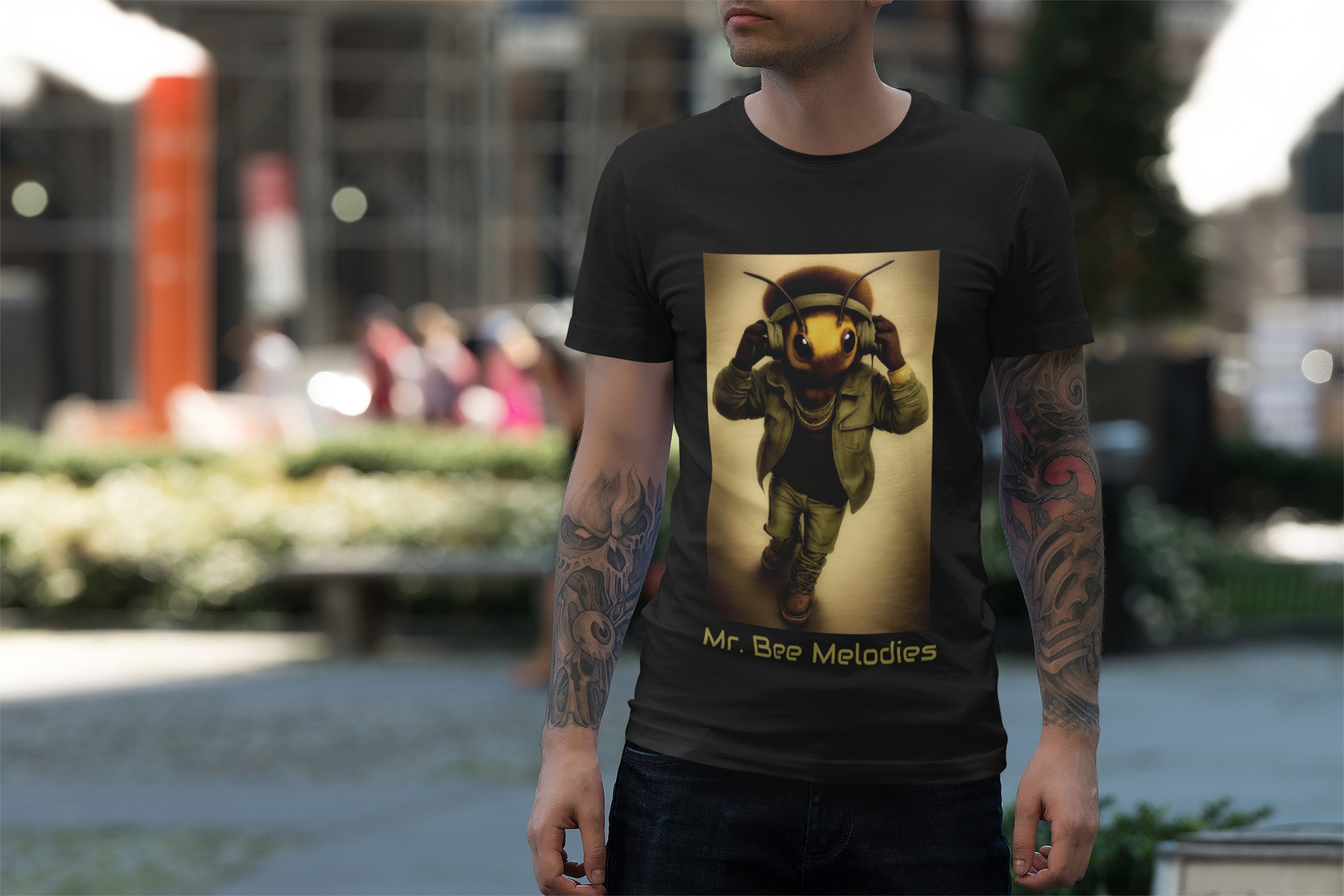 Mr. Bee Melodies™ Graphic T-Shirt | Brooklyn to Ohio Apparel™ | Urban Streetwear Tee product thumbnail image