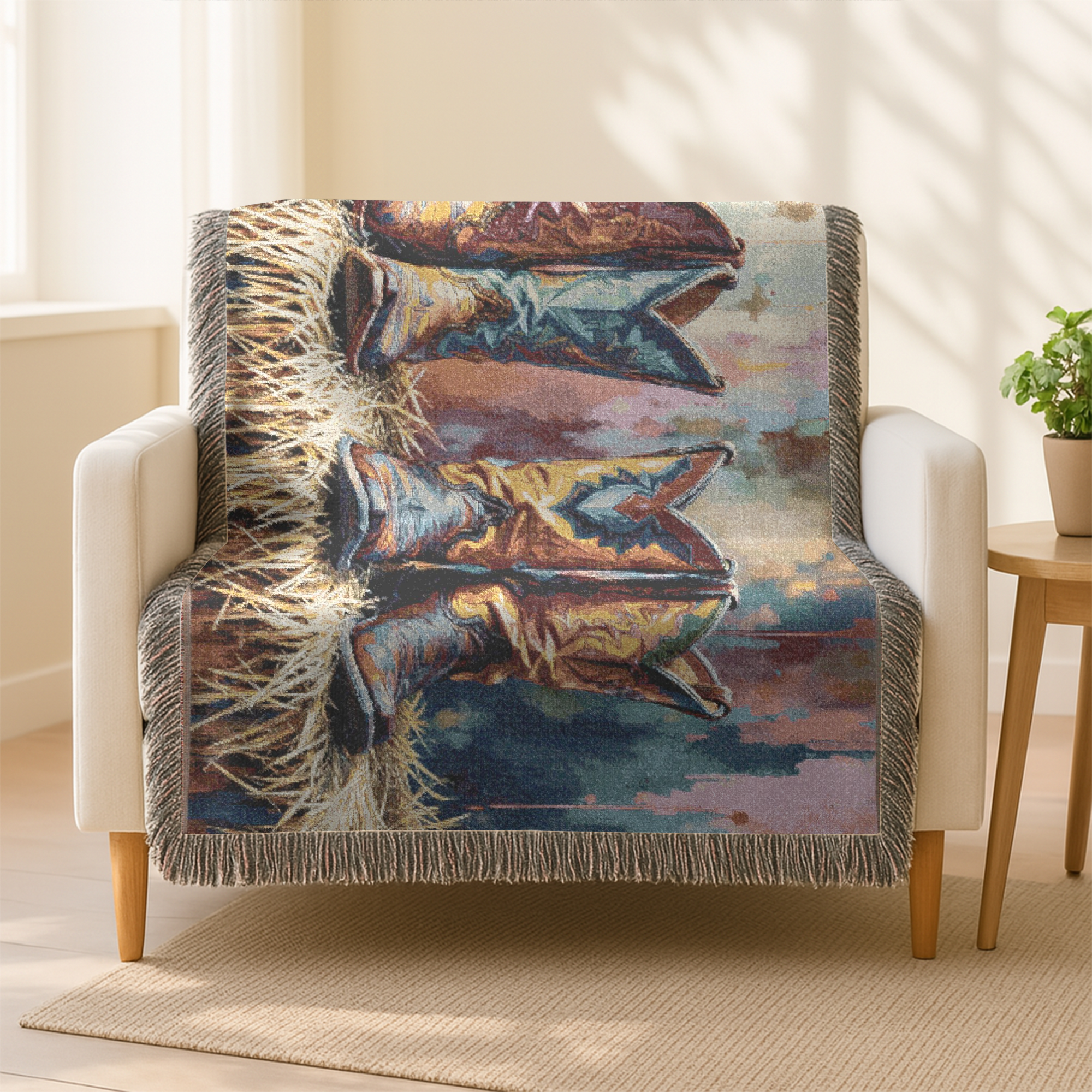 Cowboy Boots Woven Blanket | Southwestern Western Boot Throw product thumbnail image
