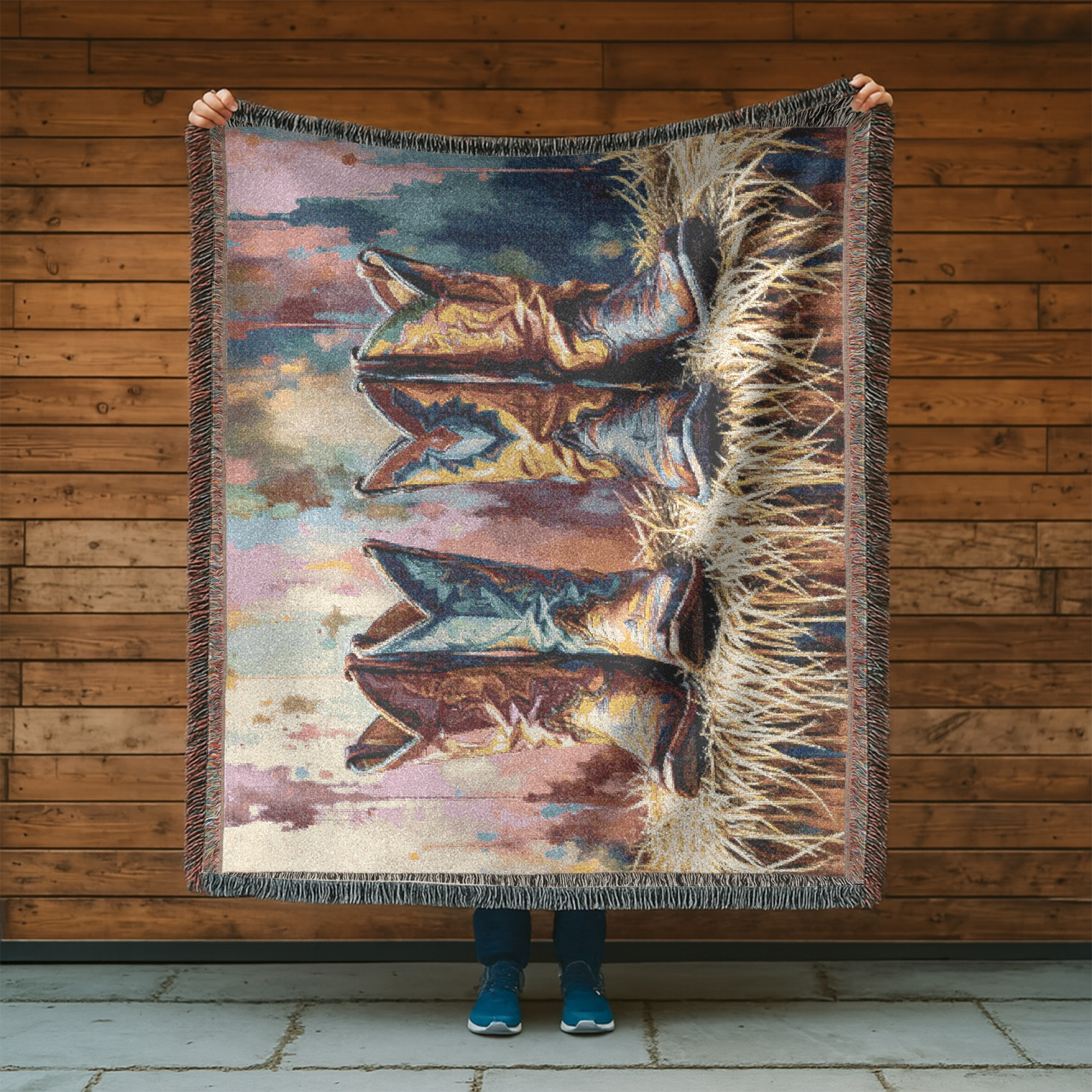 Cowboy Boots Woven Blanket | Southwestern Western Boot Throw product thumbnail image