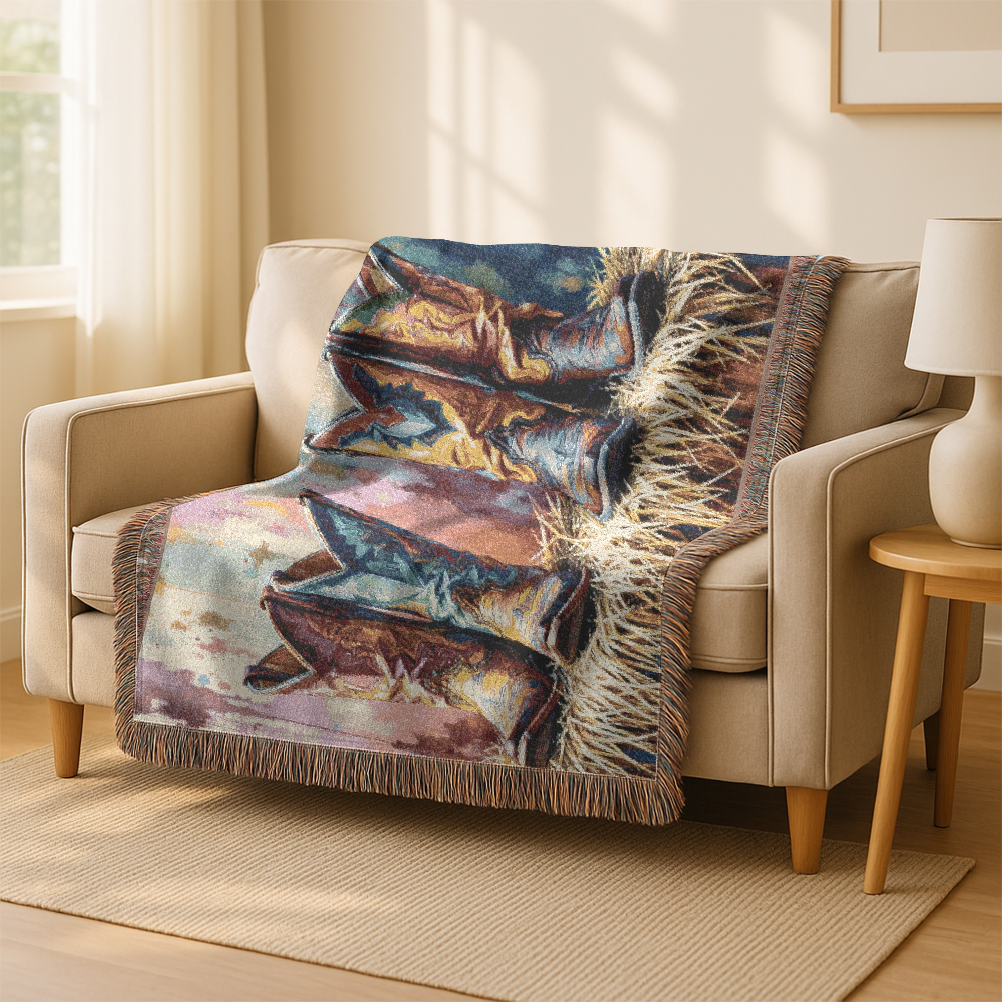 Cowboy Boots Woven Blanket | Southwestern Western Boot Throw product thumbnail image Cowboy Boots Woven Blanket | Southwestern Western Boot Throw product thumbnail image