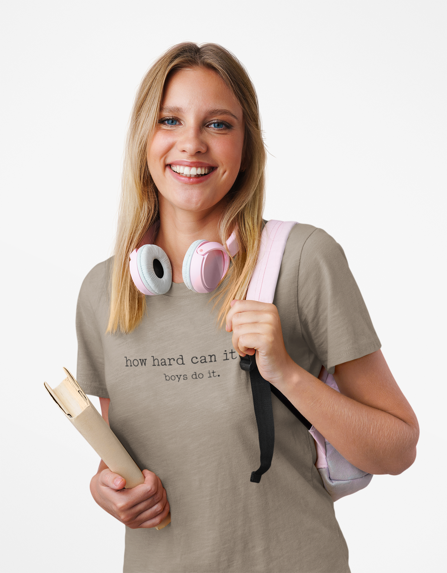 T-Shirt — "how hard can it be? boys do it." Minimalist Motivational Tee product thumbnail image