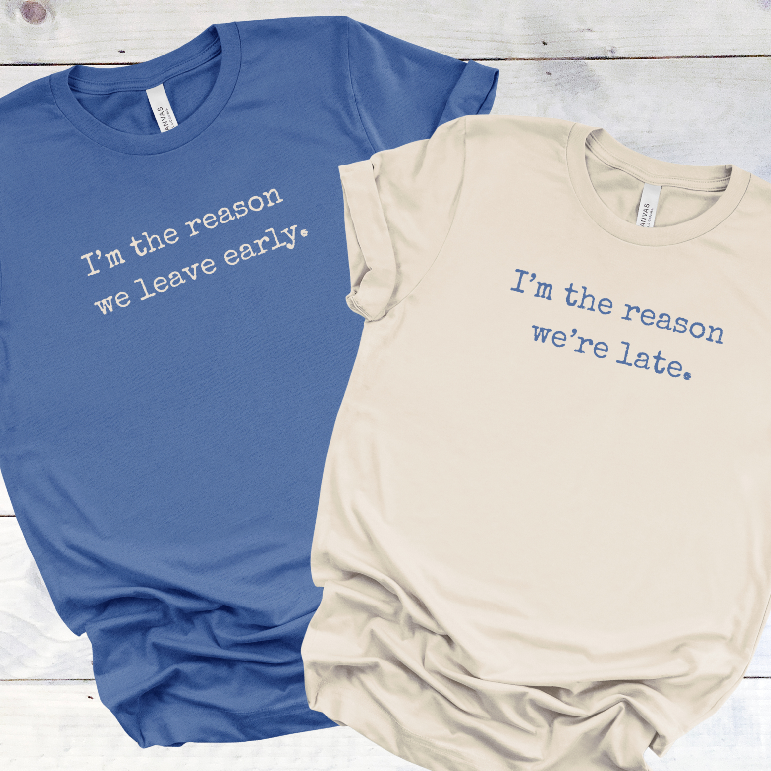 Valentine Couple Party Matching T-shirts "I'm the reason we're late" Tee | Coordinating "...we leave early" product thumbnail image Valentine Couple Party Matching T-shirts "I'm the reason we're late" Tee | Coordinating "...we leave early" product thumbnail image