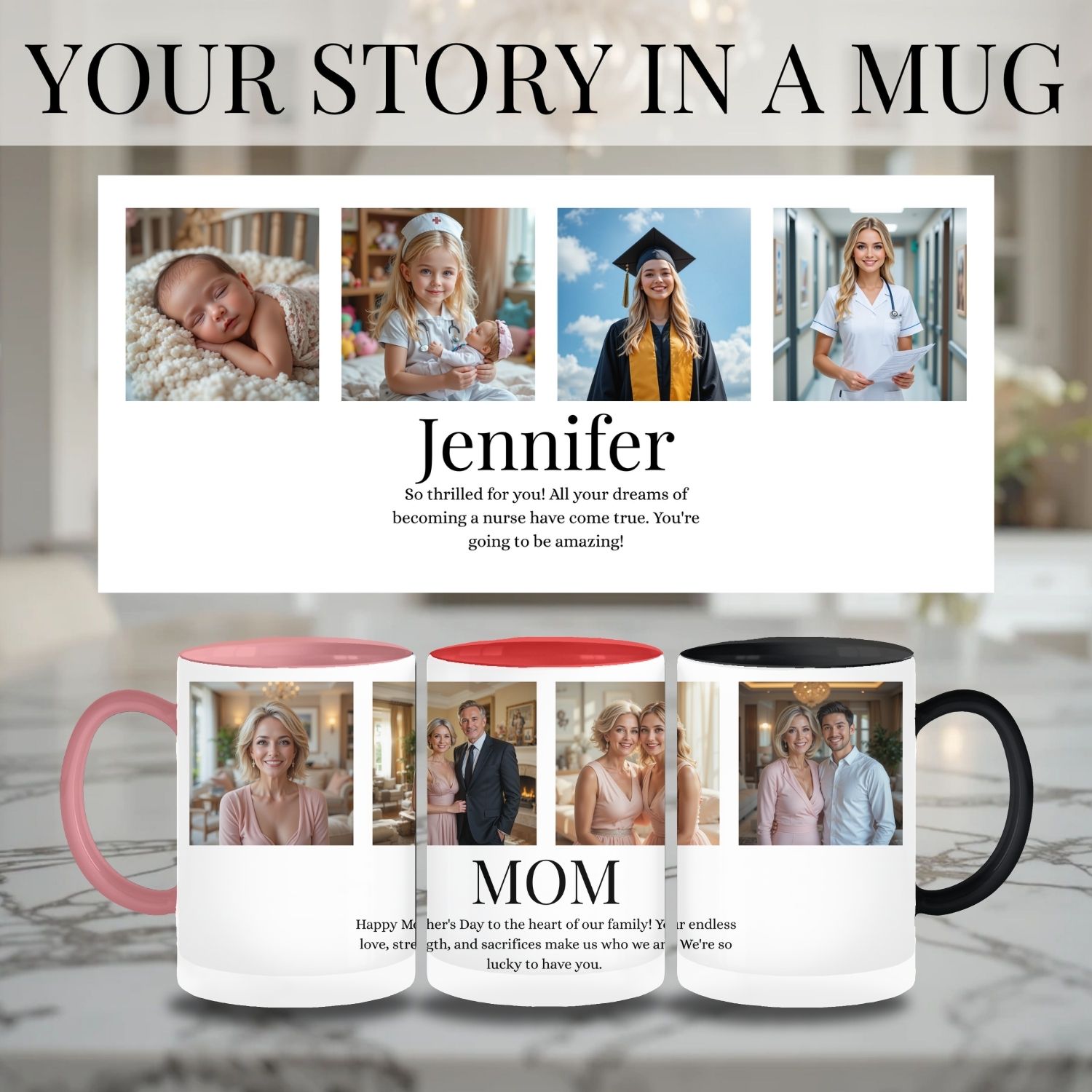 Personalized Photo Story Mug | Custom Photo &amp; Message Keepsake | Beautiful Family Gift Ideas product thumbnail image