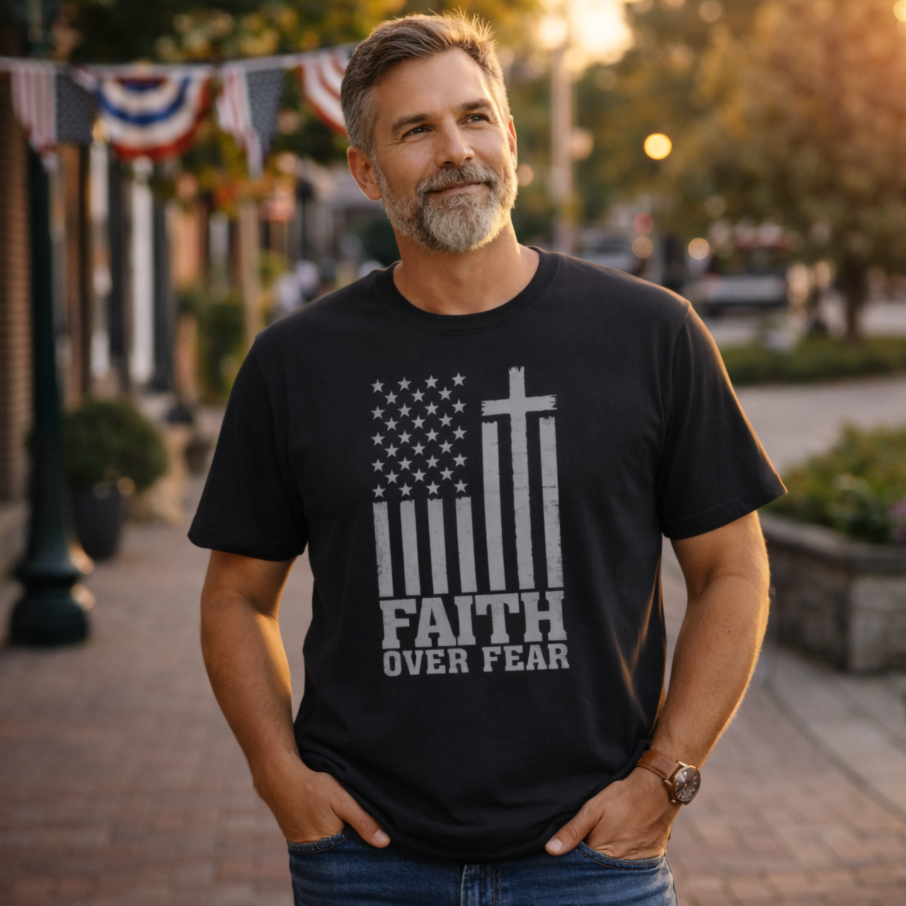 Faith Over Fear American Flag Shirt, Christian Patriotic Tee, Unisex Faith Graphic product thumbnail image Faith Over Fear American Flag Shirt, Christian Patriotic Tee, Unisex Faith Graphic product thumbnail image