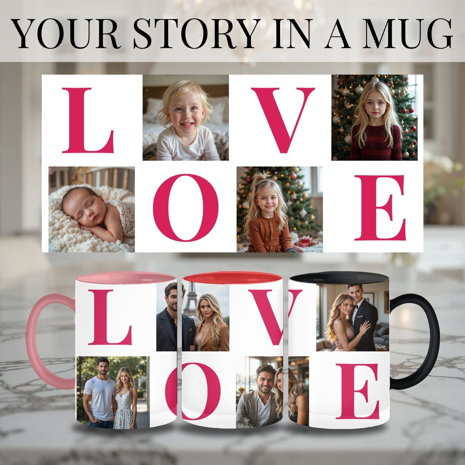 Personalized Photo Story Mug | Custom Photo &amp; Message Keepsake | Personalized Gift for Family, Friends and Couples