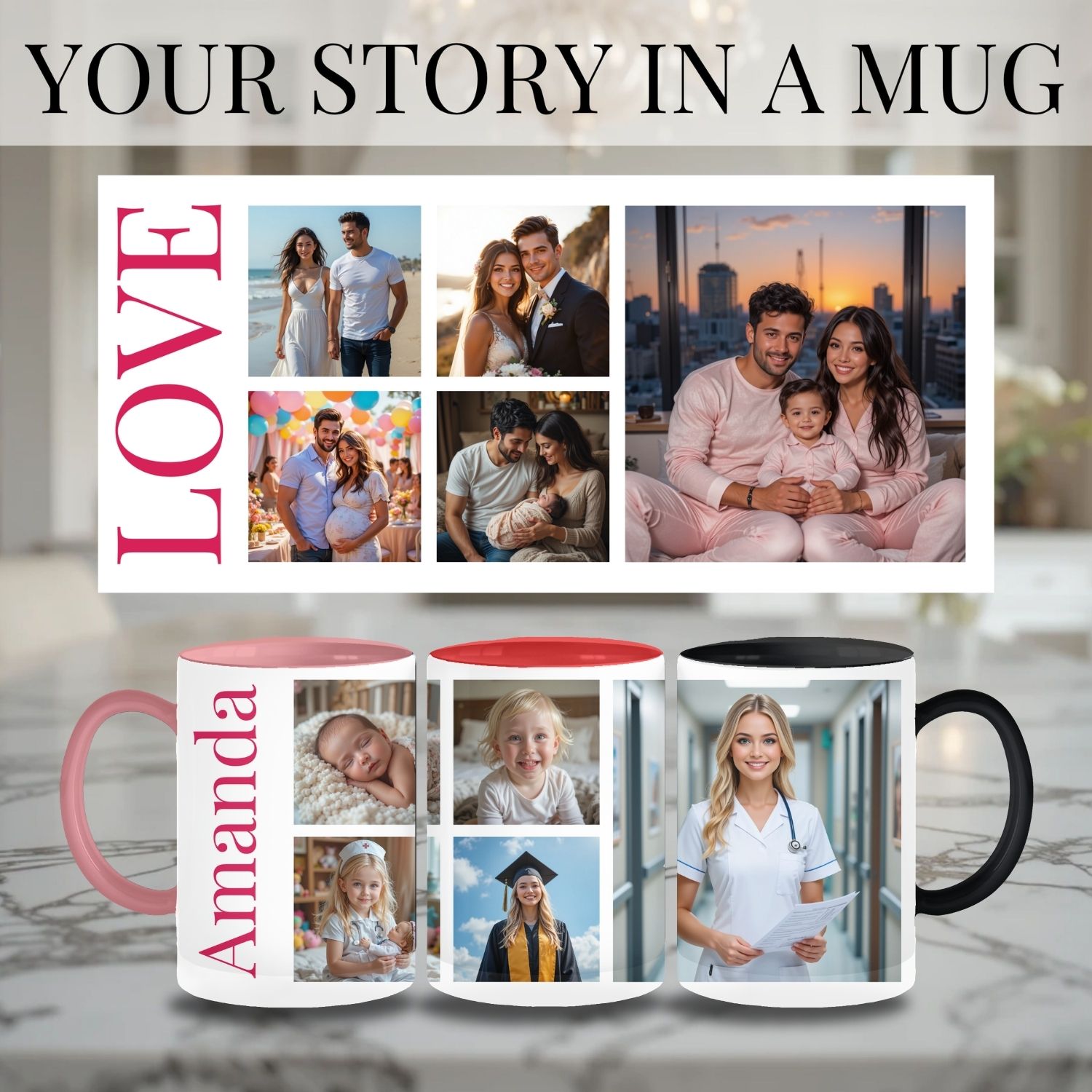 Personalized Photo Story Mug | Custom Photo &amp; Message Keepsake | Personalized Gift for Family, Friends and Couples product thumbnail image