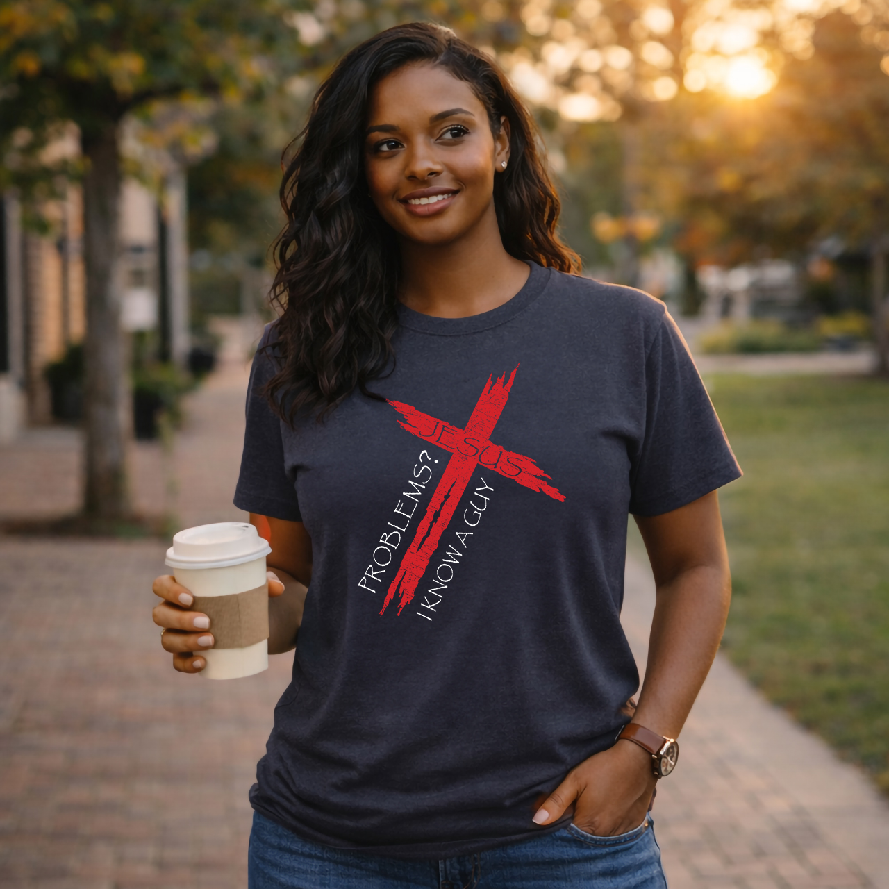 Problems? I Know A Guy Shirt, Christian Cross Tee, Faith Graphic Unisex product thumbnail image