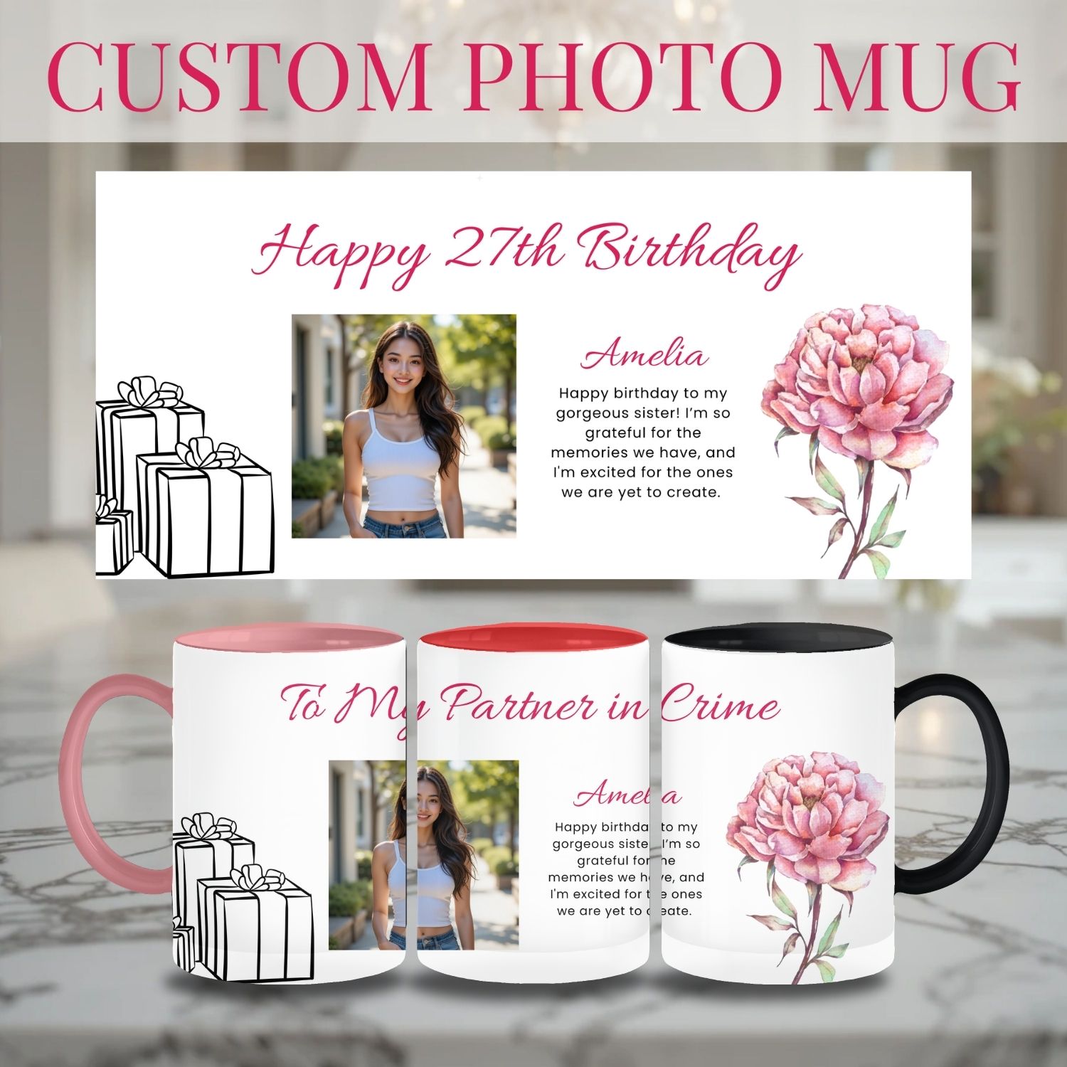 Personalized Photo Mug Gift | Custom Photo &amp; Message Gift | Birthday, Valentine, Anniversary, Couple product thumbnail image