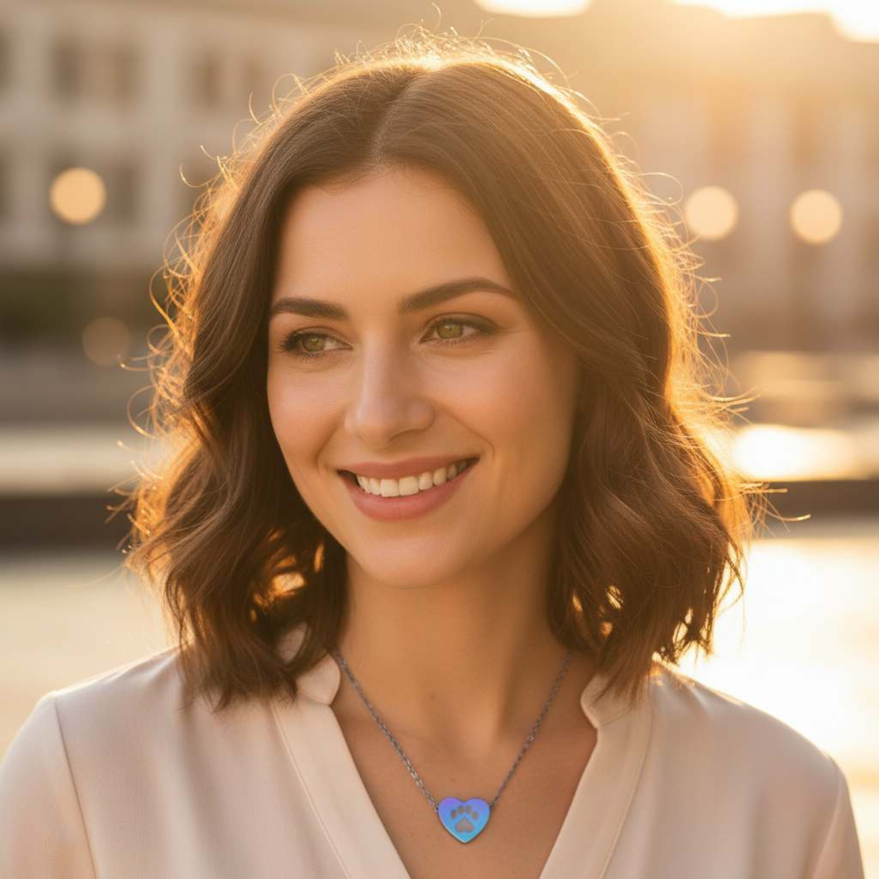 Heart Paw Engraved Necklace — Cat Paw in Heart, Valentine's Gift product thumbnail image