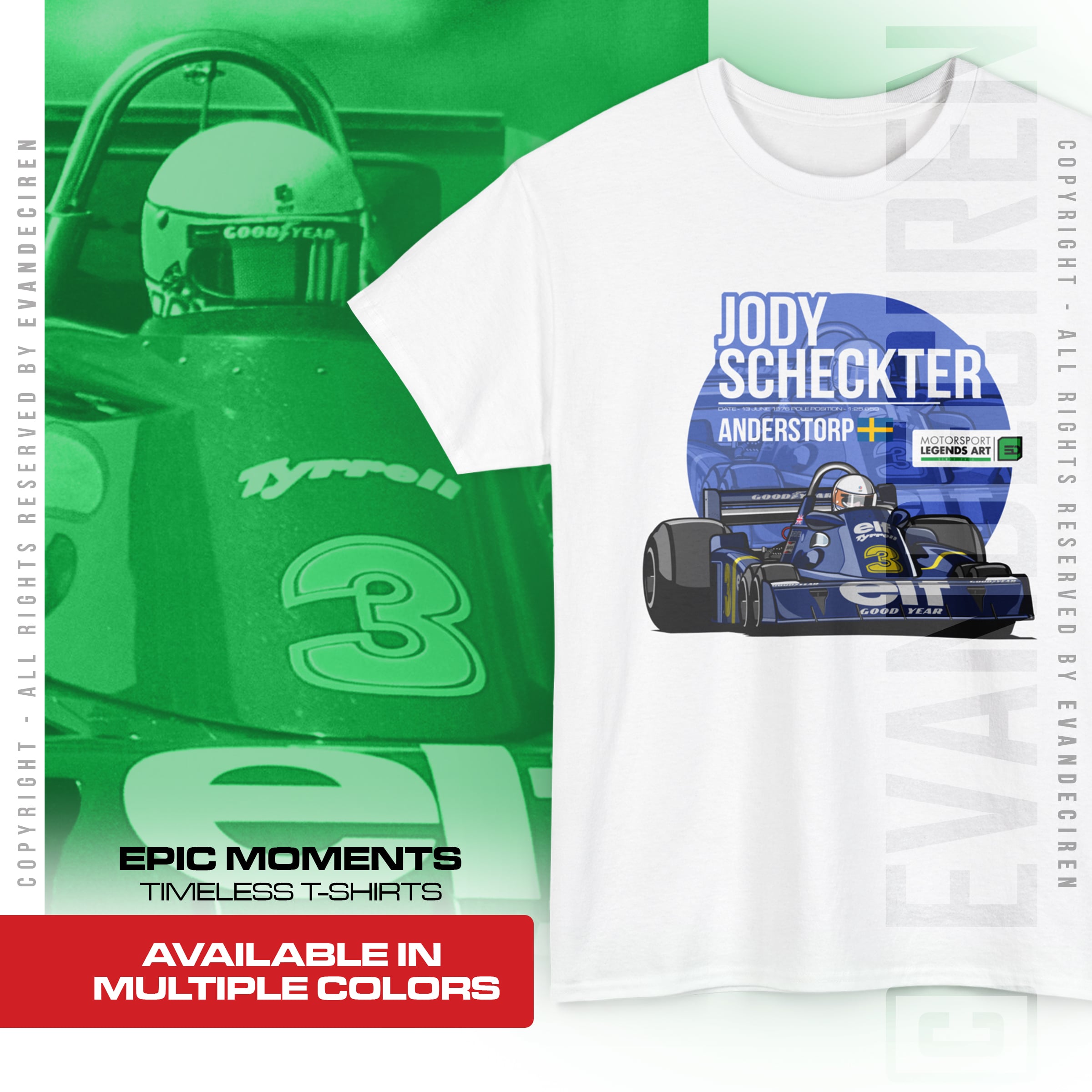 Jackie Stewart 1976 Legend Art | Anderstorp product thumbnail image Jackie Stewart 1976 Legend Art | Anderstorp product thumbnail image