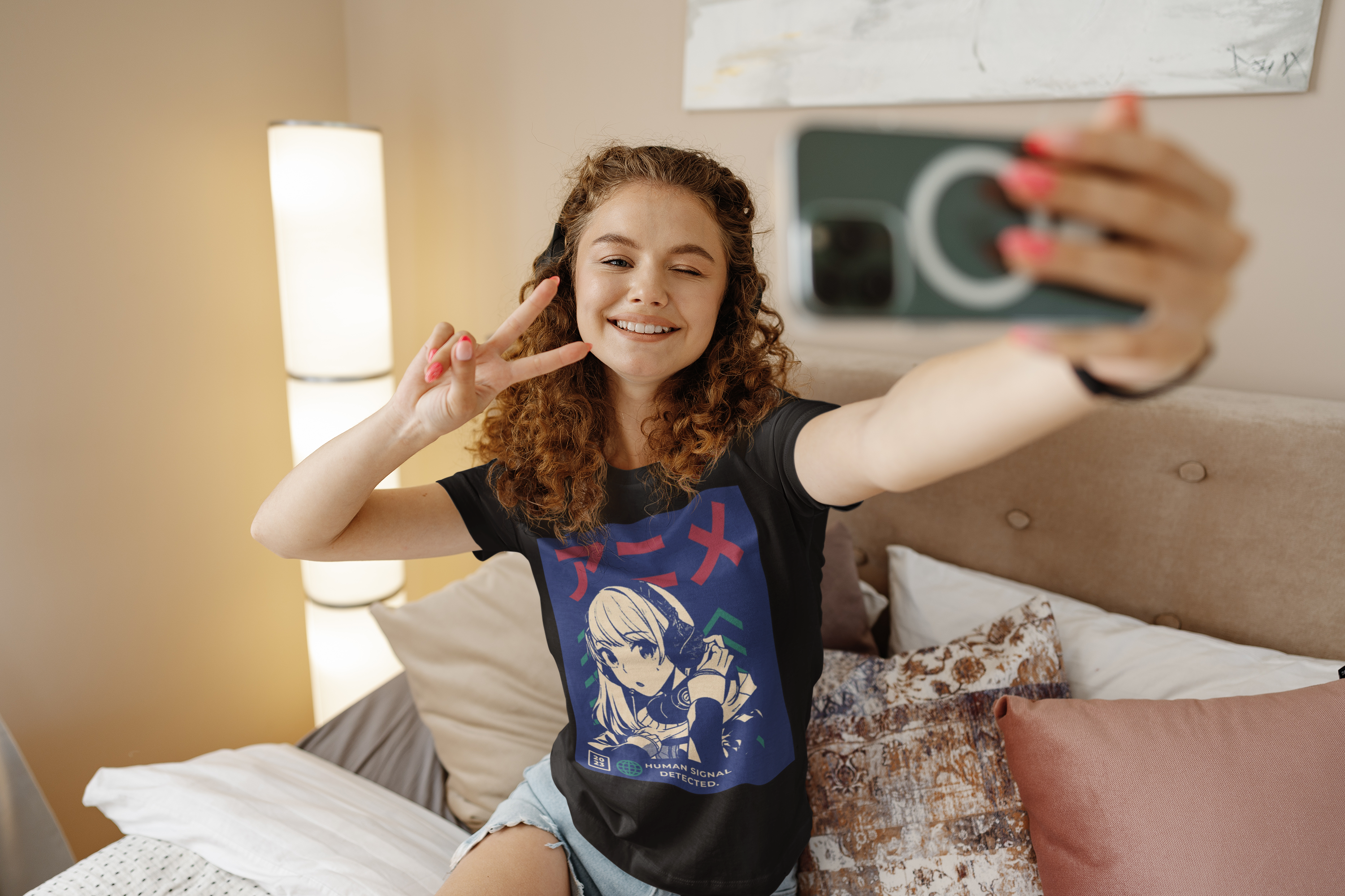 GENGA Girl Crewneck Sweatshirt — 'System Listening' Retro Vaporwave Youth Pullover product thumbnail image GENGA Girl Crewneck Sweatshirt — 'System Listening' Retro Vaporwave Youth Pullover product thumbnail image
