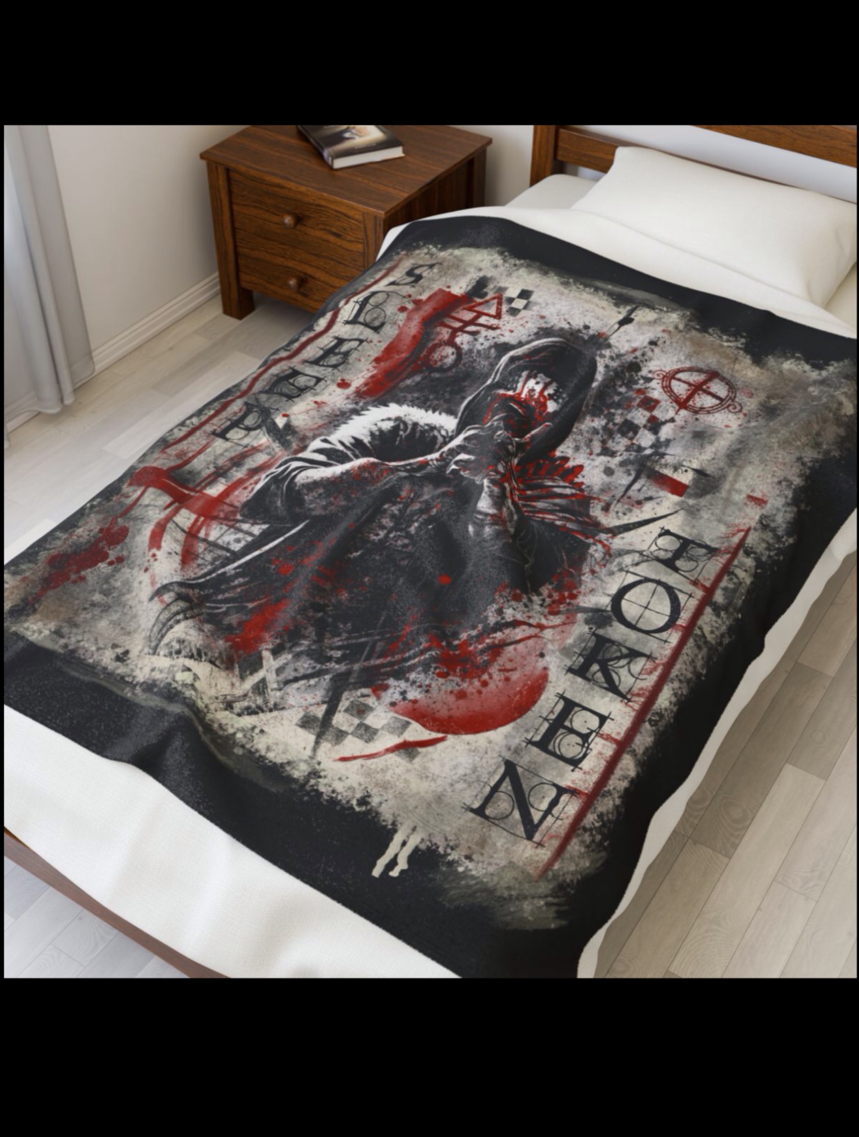 Sherpa Fleece Blanket ‘Sleep Token’ Vintage Grunge — Vessel Trash Polka Fleece Throw product thumbnail image Sherpa Fleece Blanket ‘Sleep Token’ Vintage Grunge — Vessel Trash Polka Fleece Throw product thumbnail image