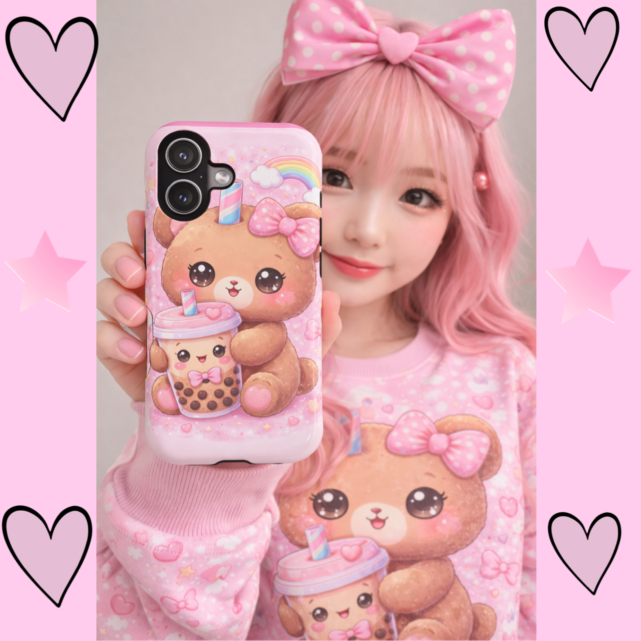 Cute Kawaii Boba magnetic wireless charging case 