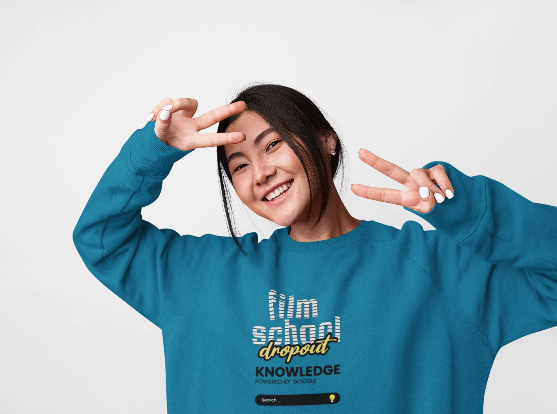 Film School Dropout Sweatshirt — “Knowledge Powered by Google” Gift for Filmmakers, Editors, Producers, Cinematographers product thumbnail image Film School Dropout Sweatshirt — “Knowledge Powered by Google” Gift for Filmmakers, Editors, Producers, Cinematographers product thumbnail image